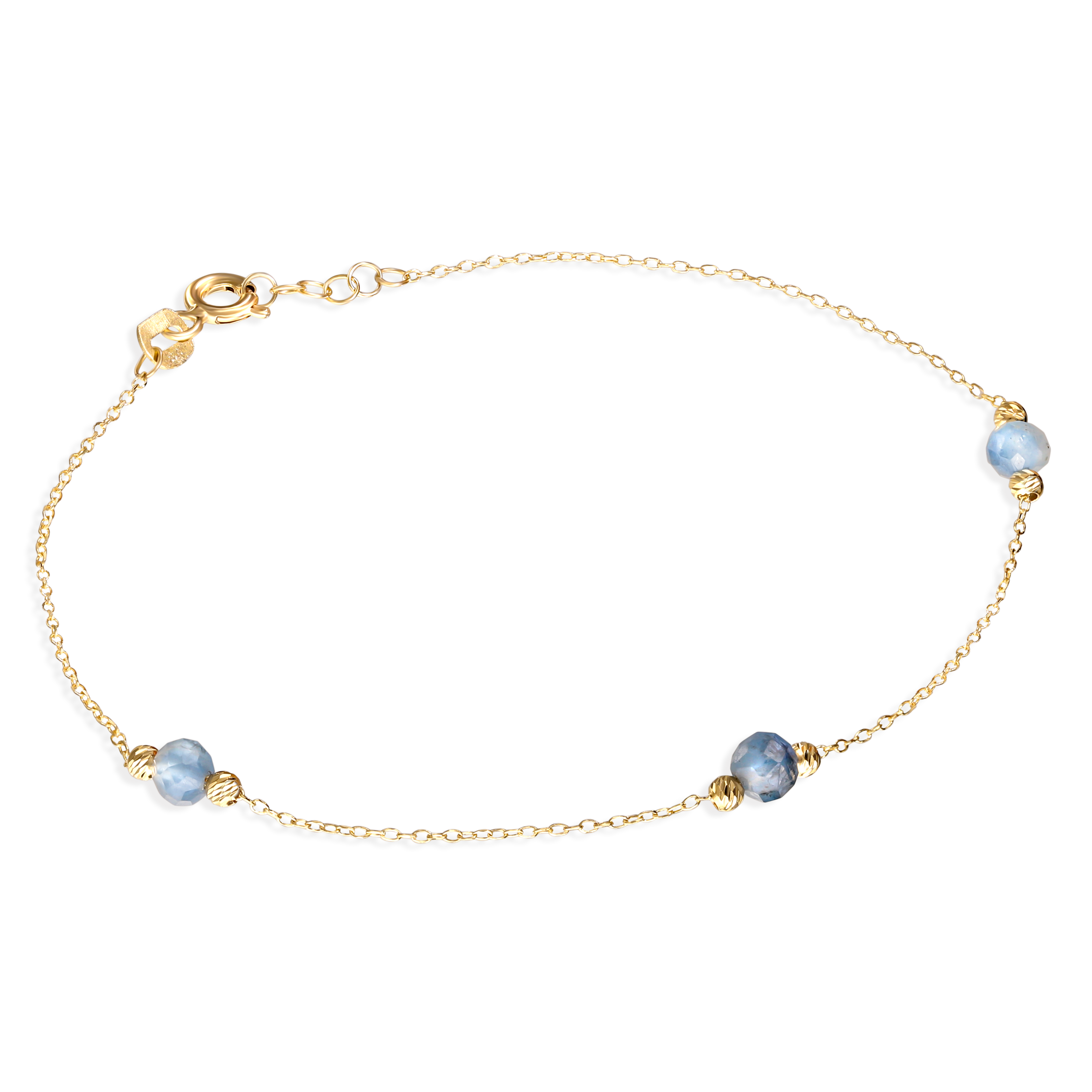 Bransoleta złota z naturalnym akwamarynem, próba 585