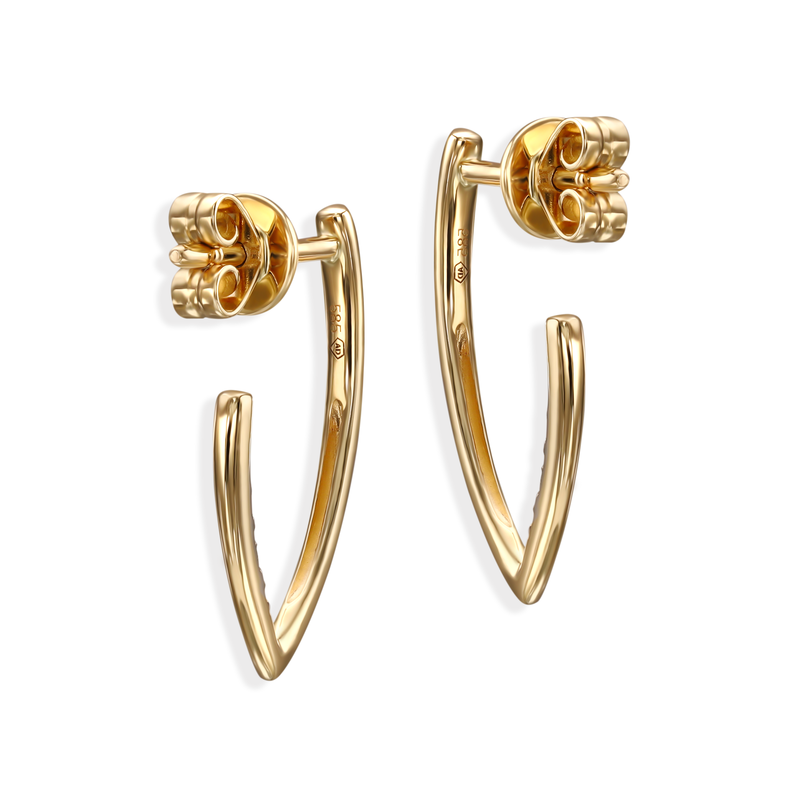 Kolczyki złote z diamentami naturalnymi 0.03 ct na sztyfcie, próba 585