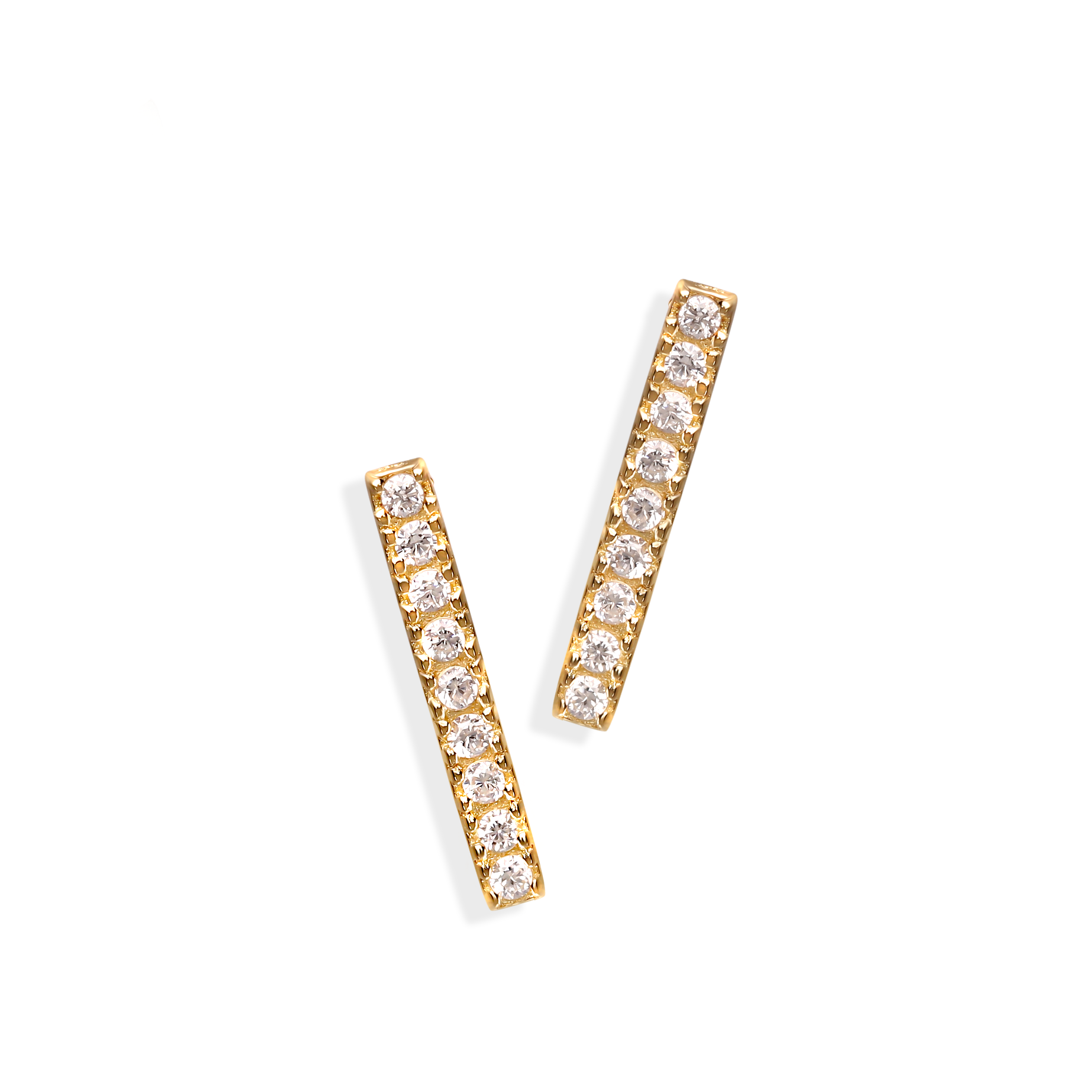 Kolczyki złote patyczki z cyrkoniami na sztyfcie, próba 585