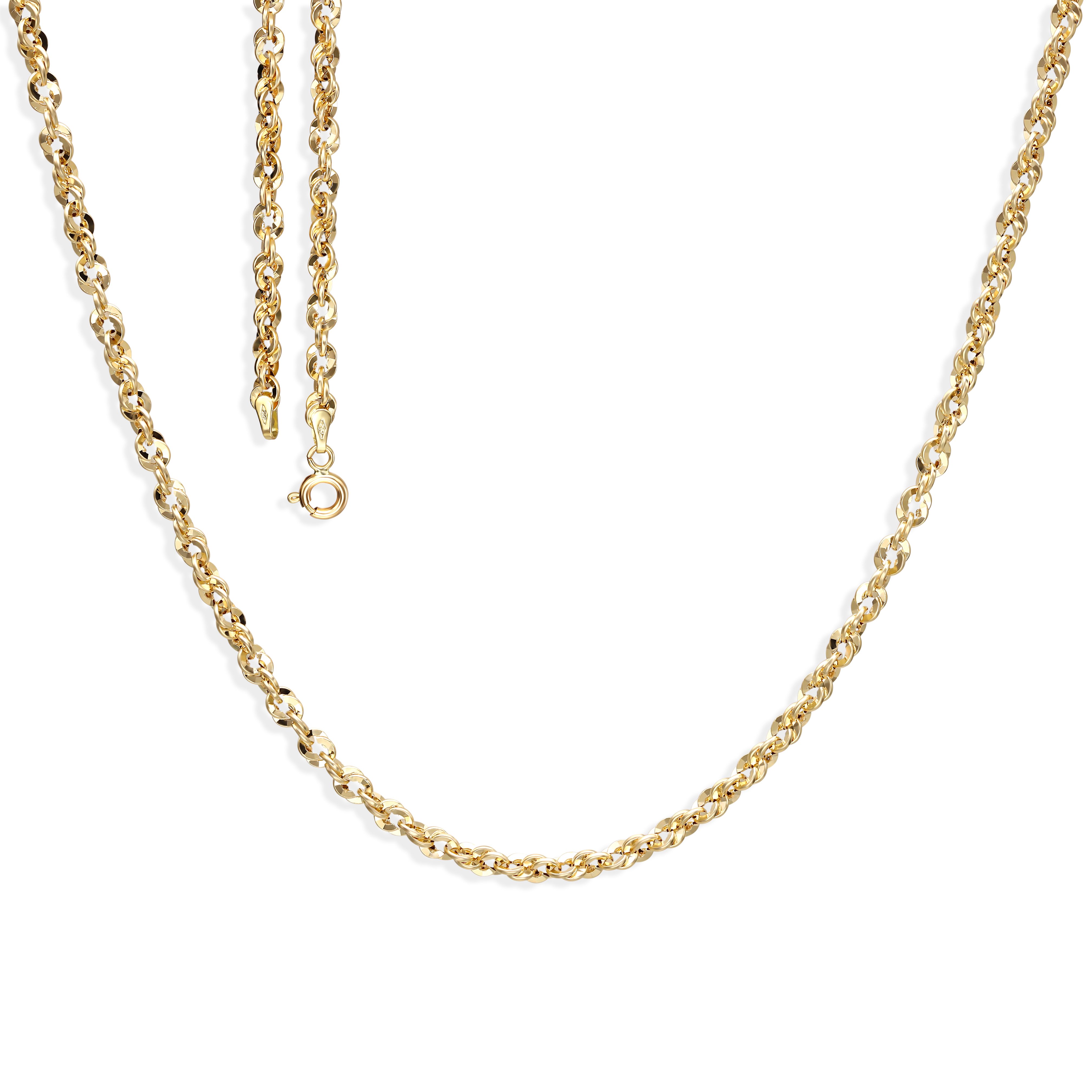 Złoty łańcuch korda diamentowana długości 50 cm, próba 585