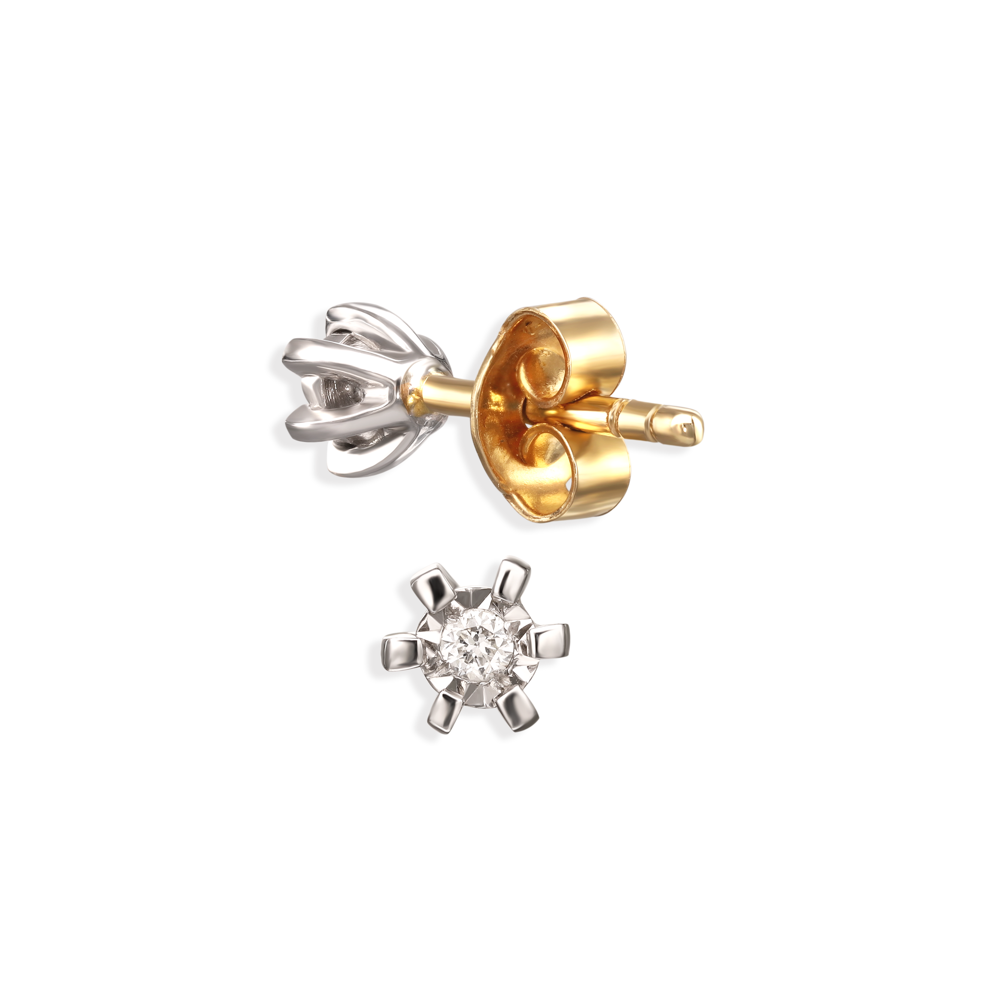 Kolczyki złote sztyfty z diamentami naturalnymi 0.03 ct, próba 585