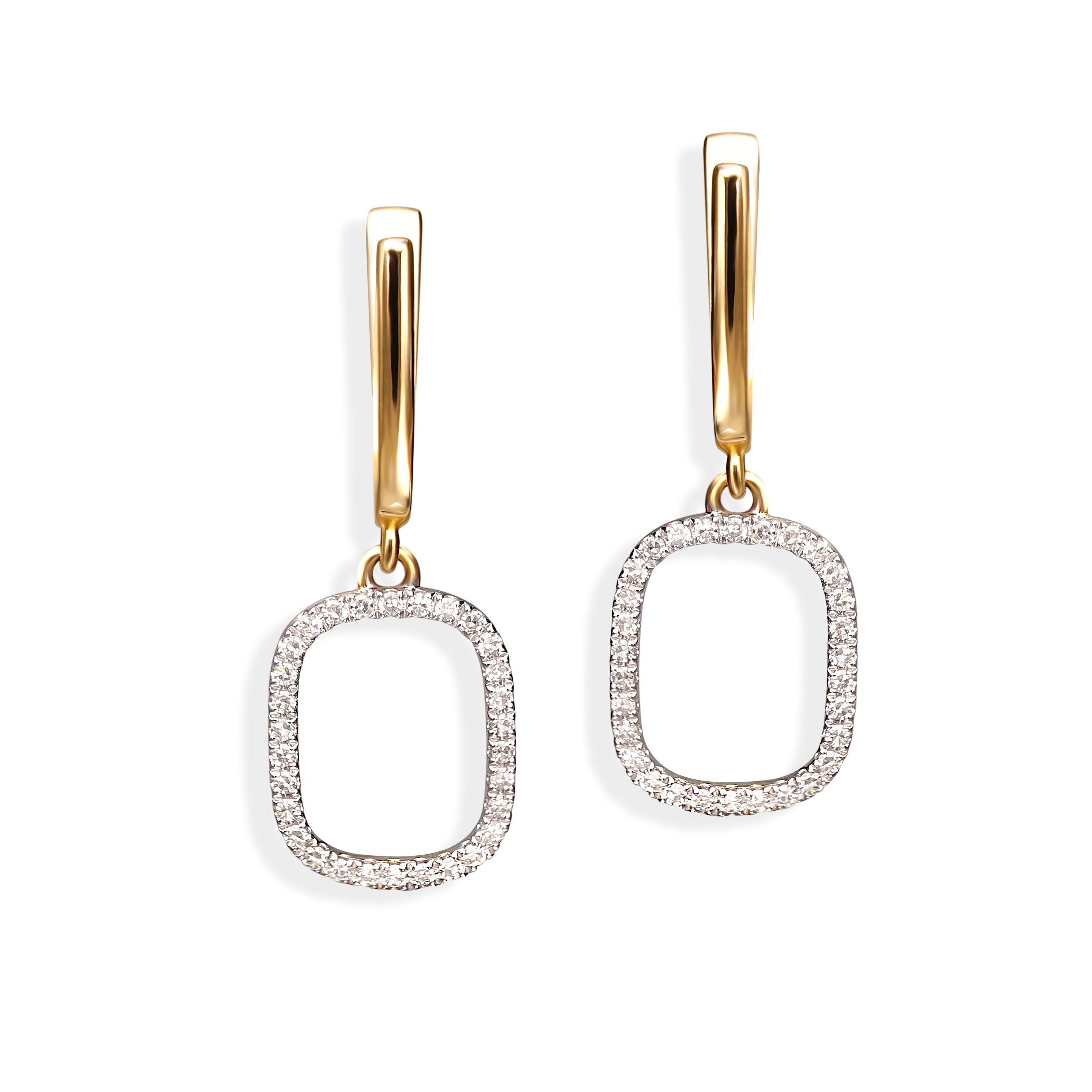 Złote kolczyki na angielskim zapięciu z diamentami naturalnymi 0.25 ct, próba 585