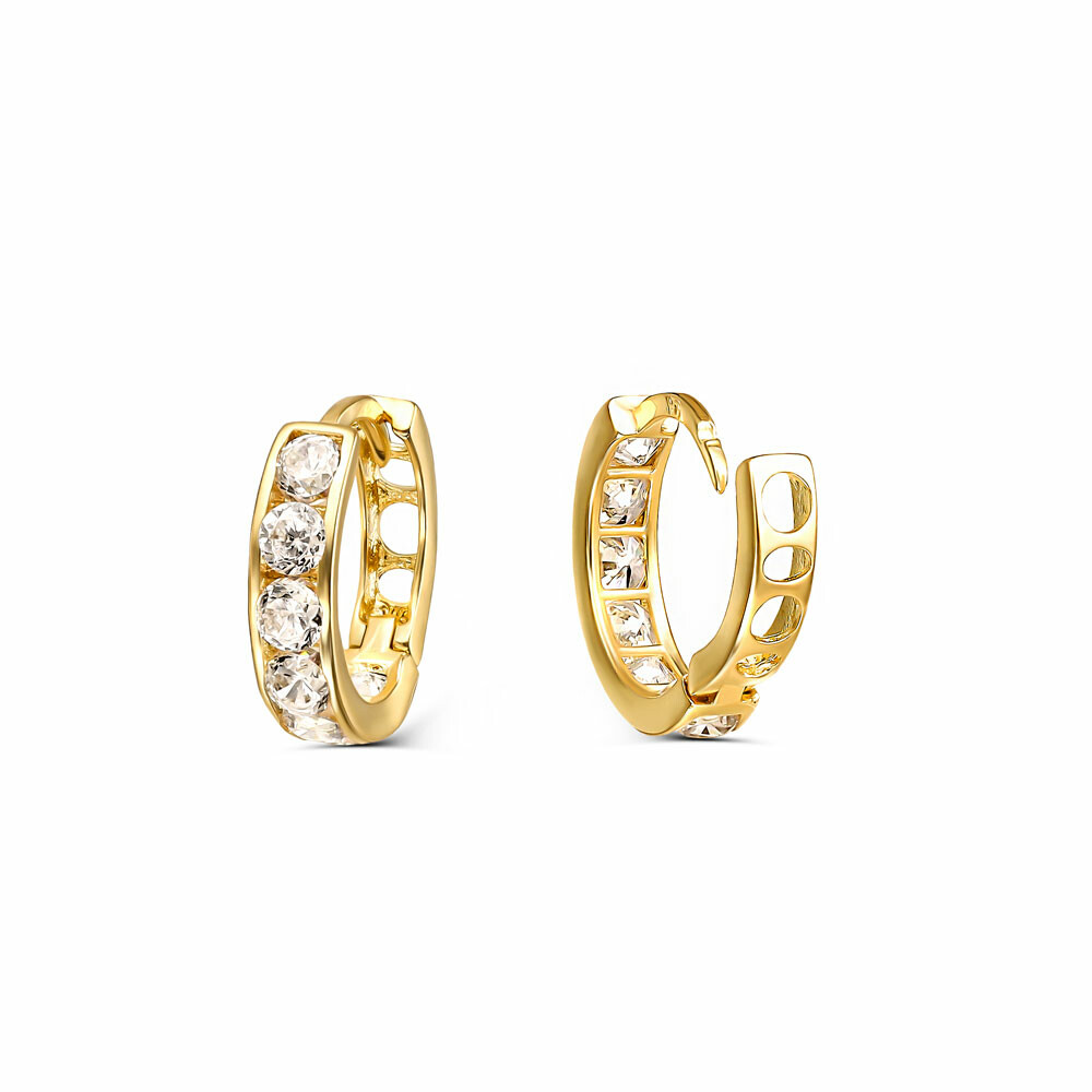 Kolczyki złote małe koła z cyrkoniami, pr.585