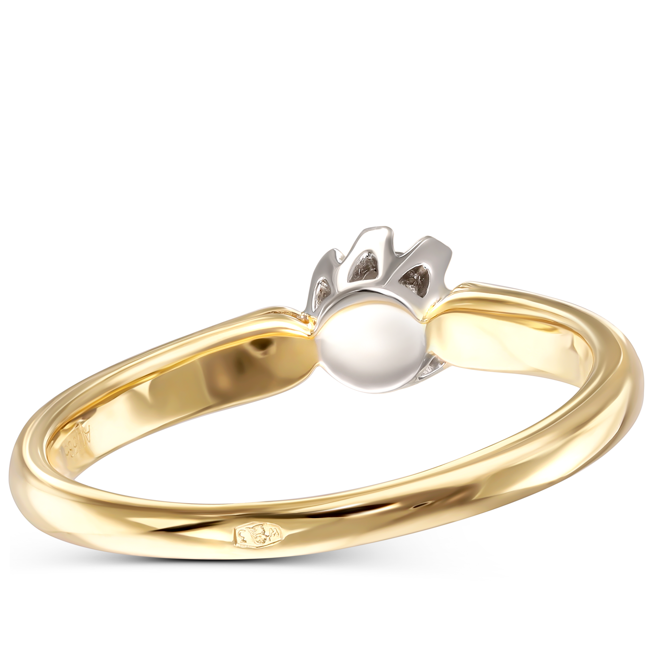 Nowoczesny złoty pierścionek z diamentem 0.08 ct, próba 585