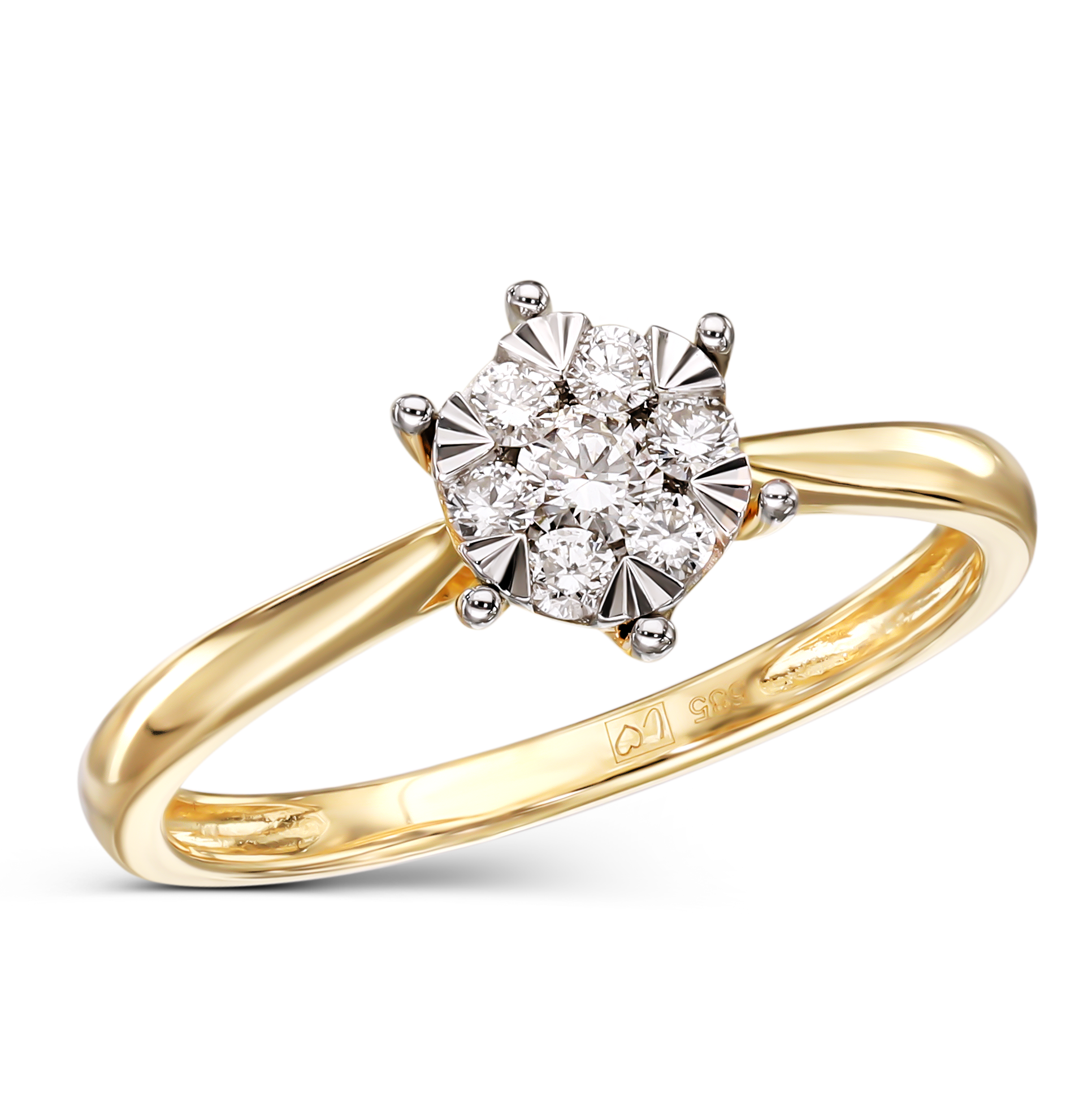 Pierścionek złoty z diamentami naturalnymi 0.25 ct, rozmiar 16, próba 585