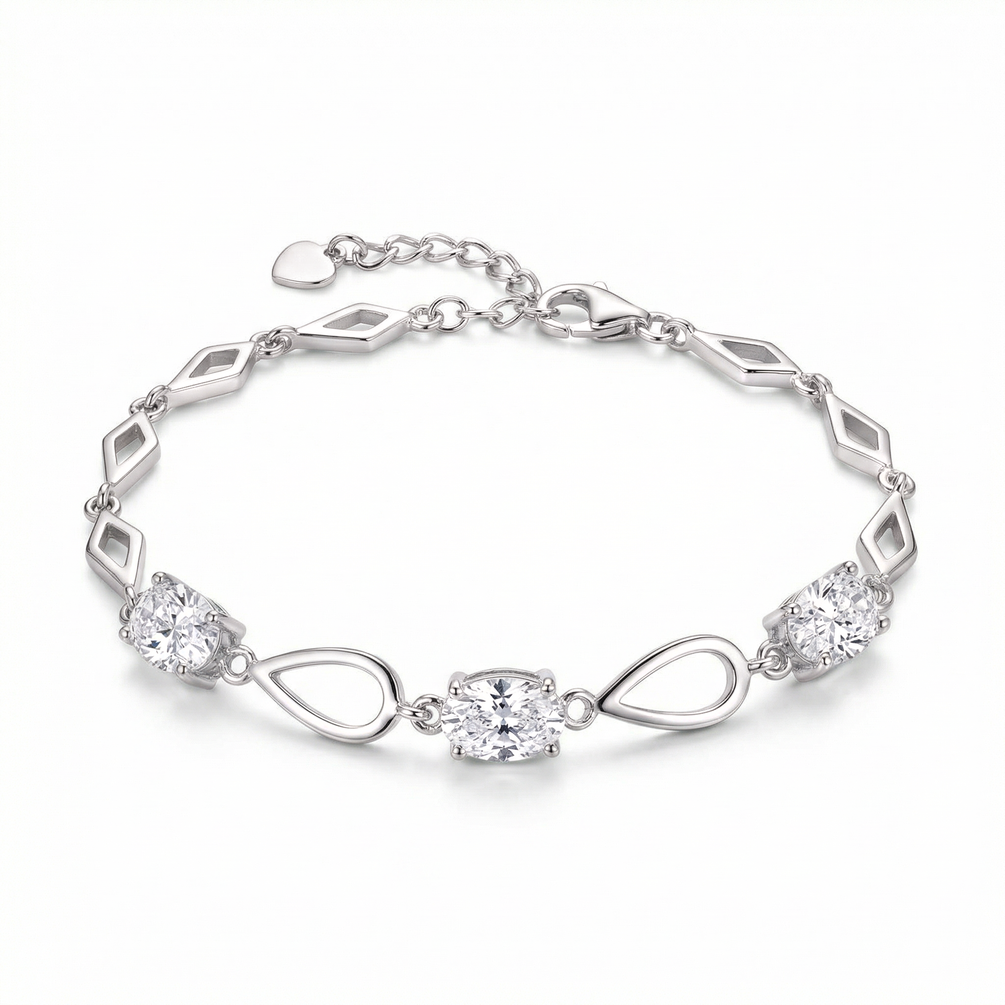 Srebrna bransoletka regulowana z cyrkoniami, próba 925