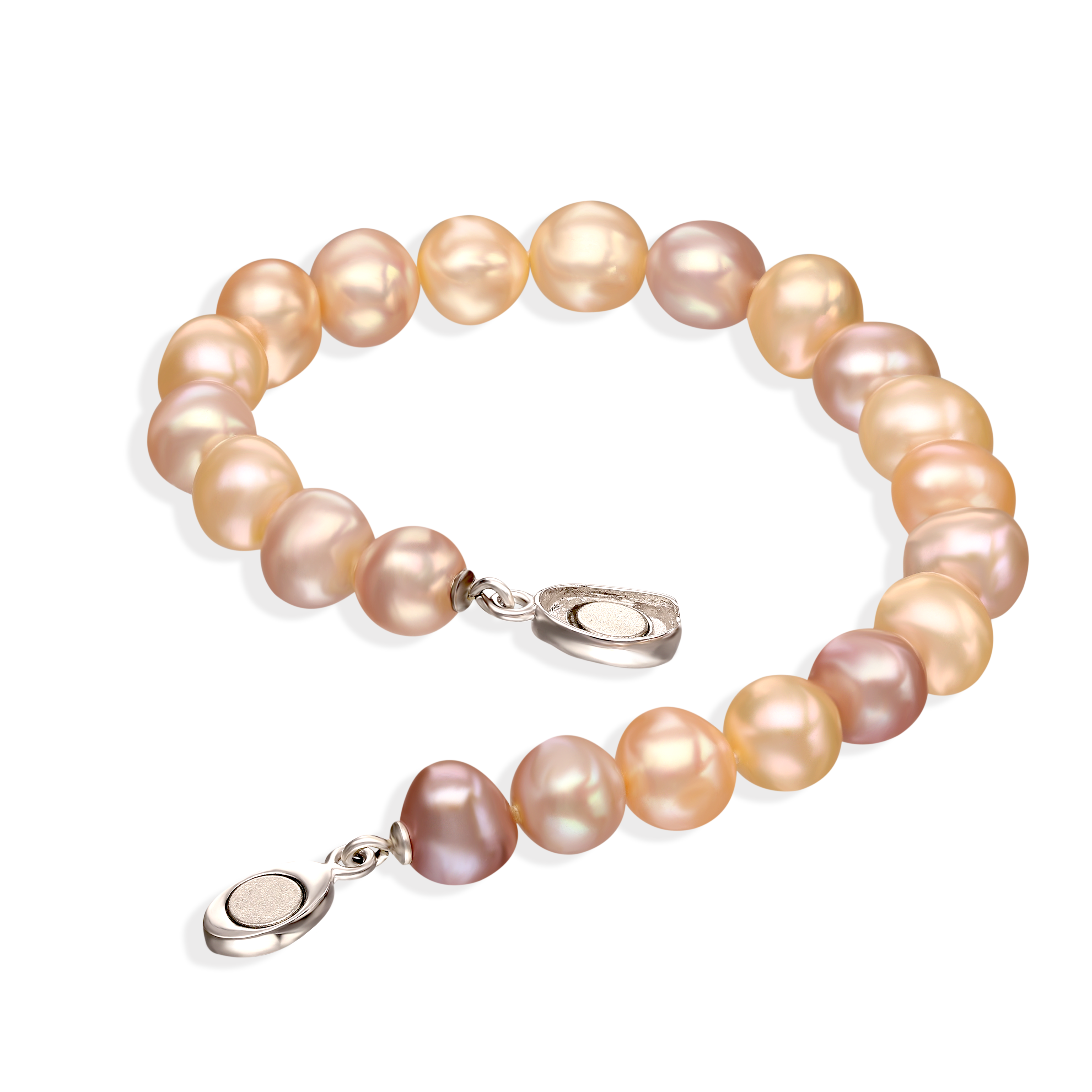 Bransoleta ze srebrnym zapięcie z wielokolorowymi perłami, próba 925