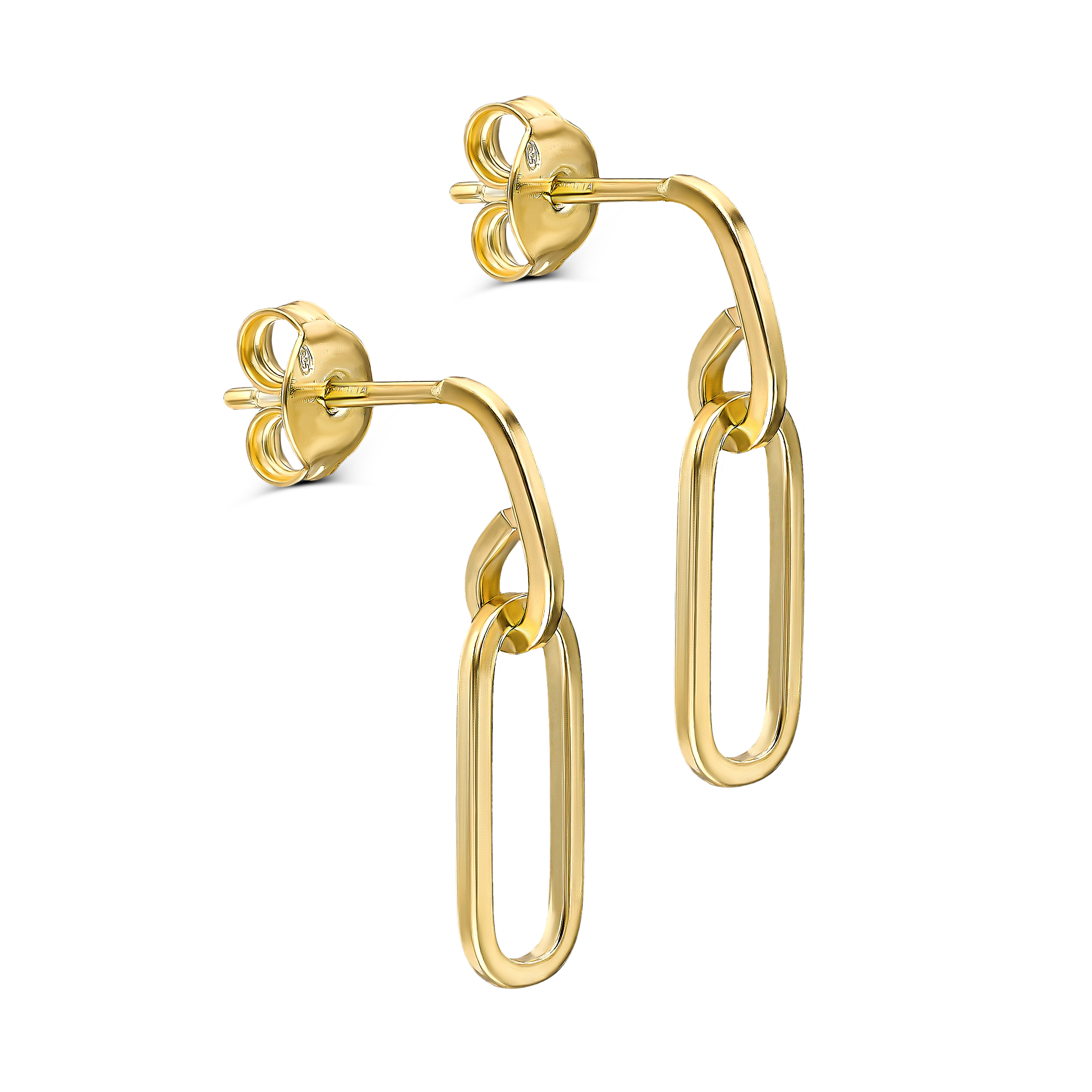 Srebrne kolczyki pozłacane wiszące spinacze, próba 925