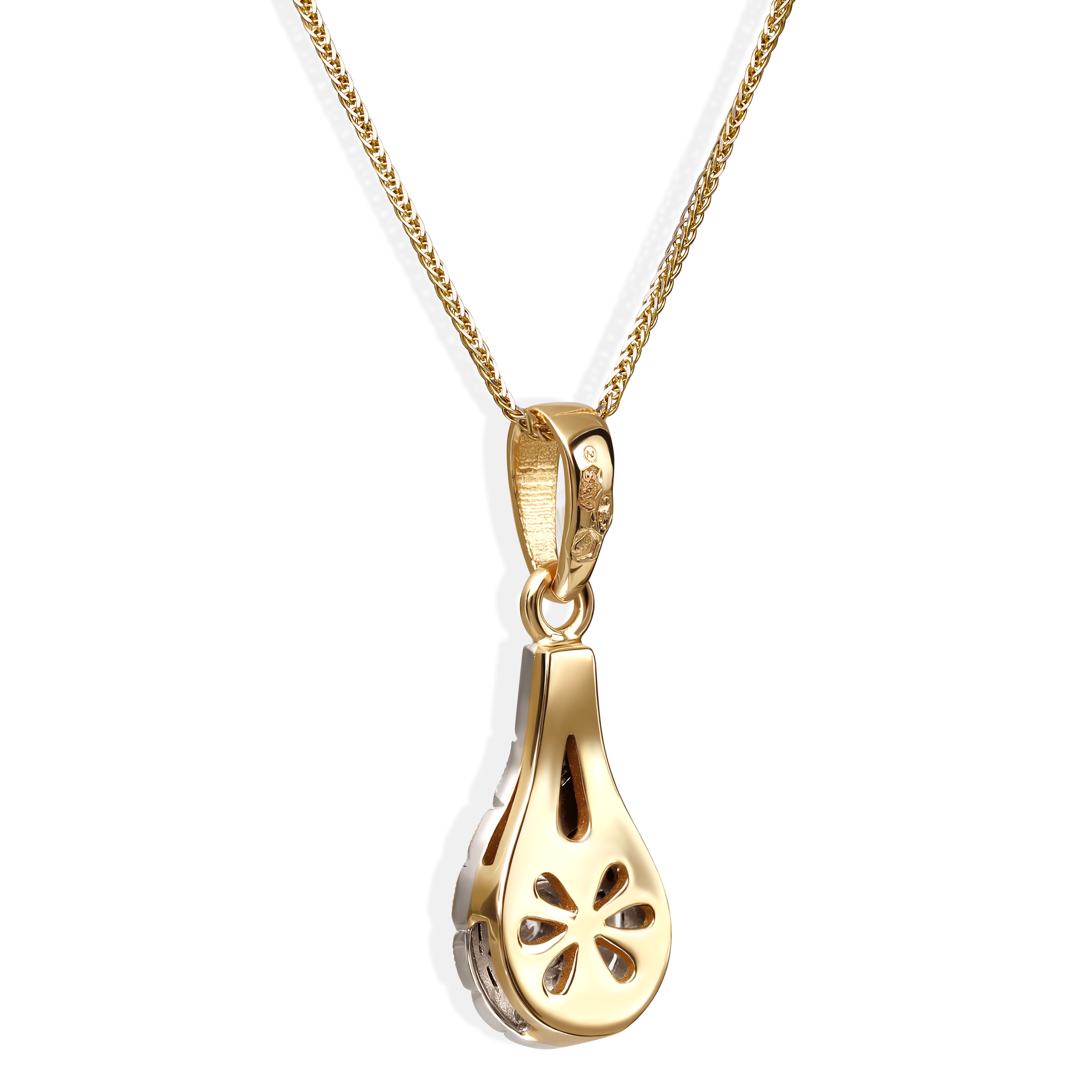Zawieszka z białego i żółtego złota z diamentami naturalnymi 0.08 ct, próba 585