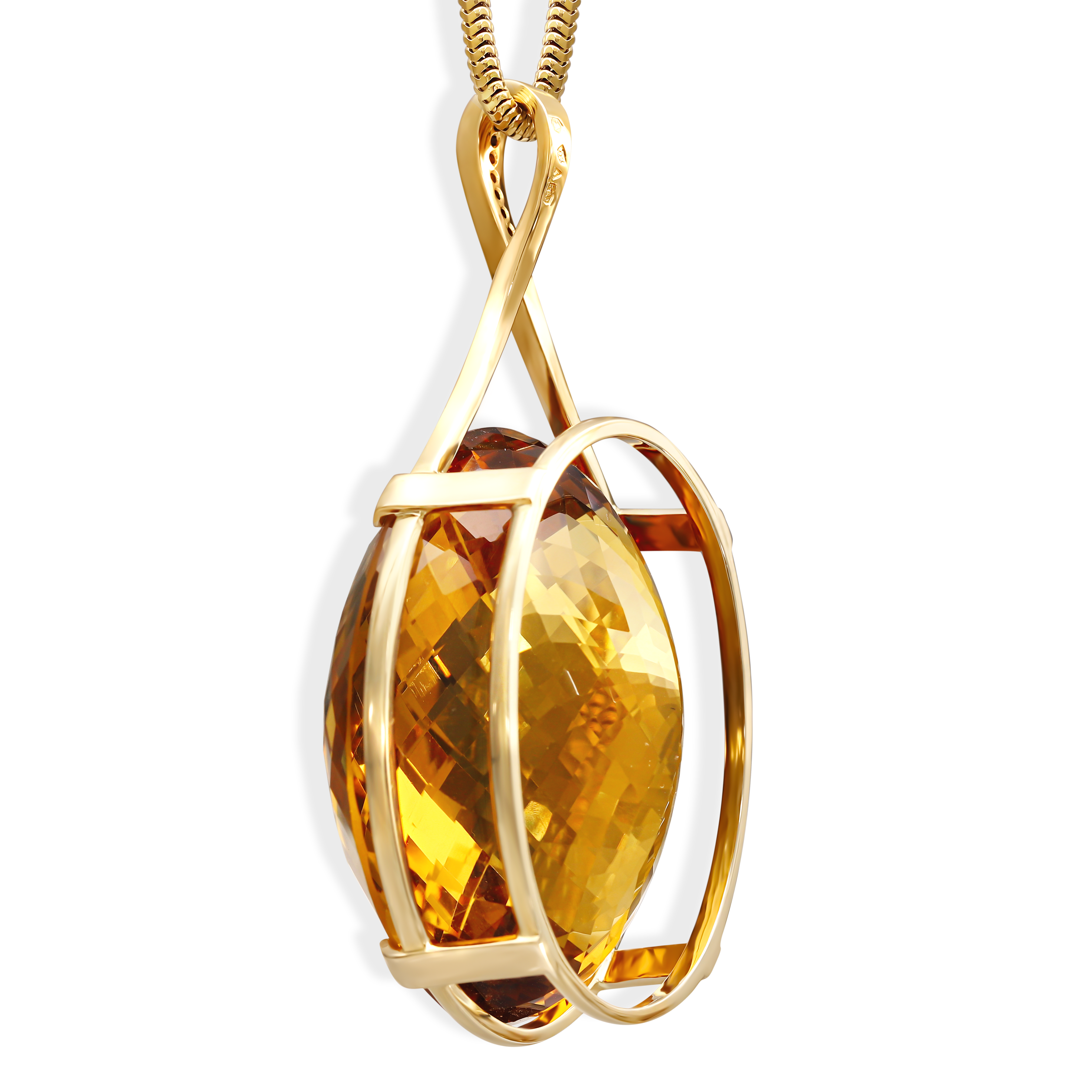 Zawieszka złota z okazałym cytrynem i diamentami naturalnymi 0.08 ct, próba 585