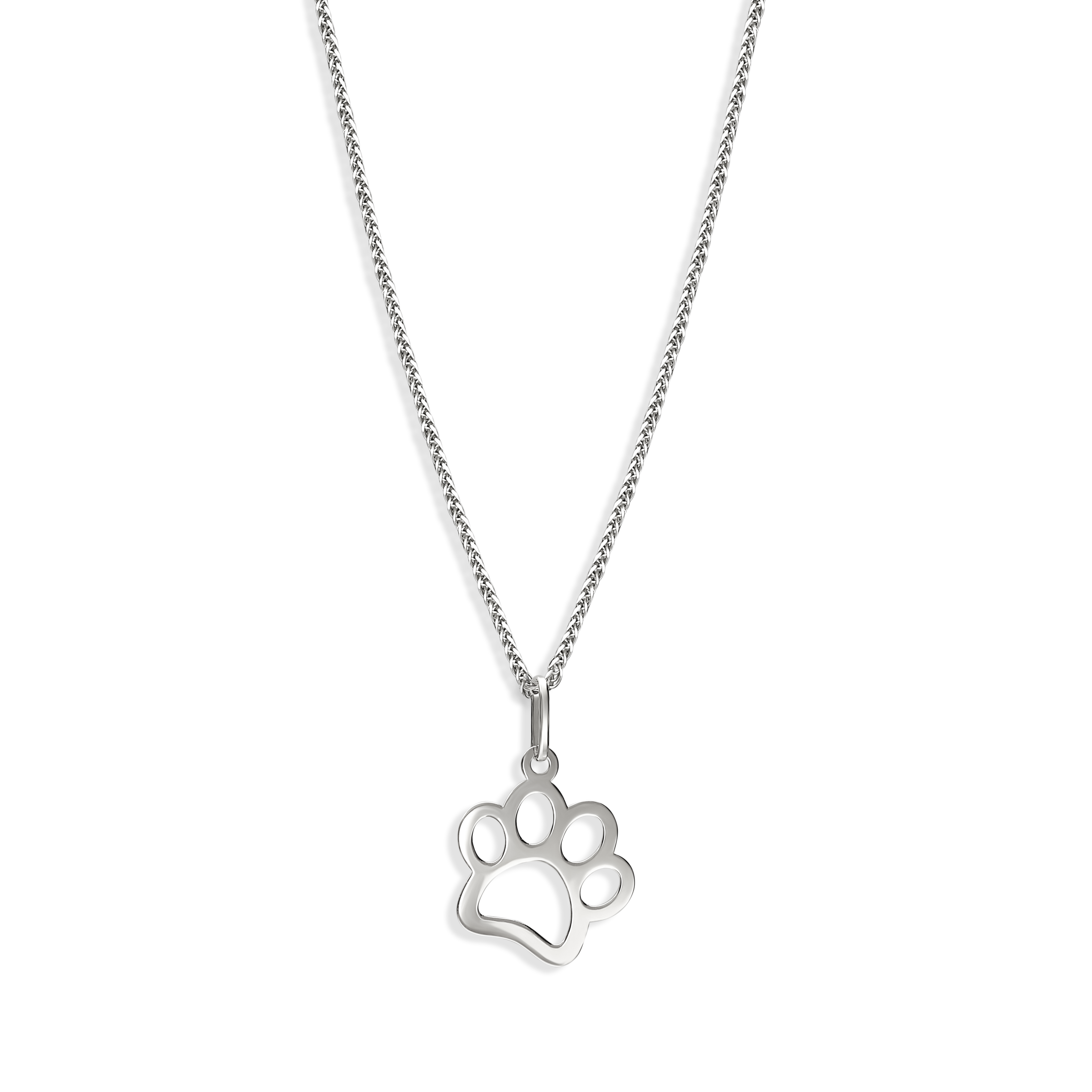 Zawieszka z białego złota psia łapka, próba 585
