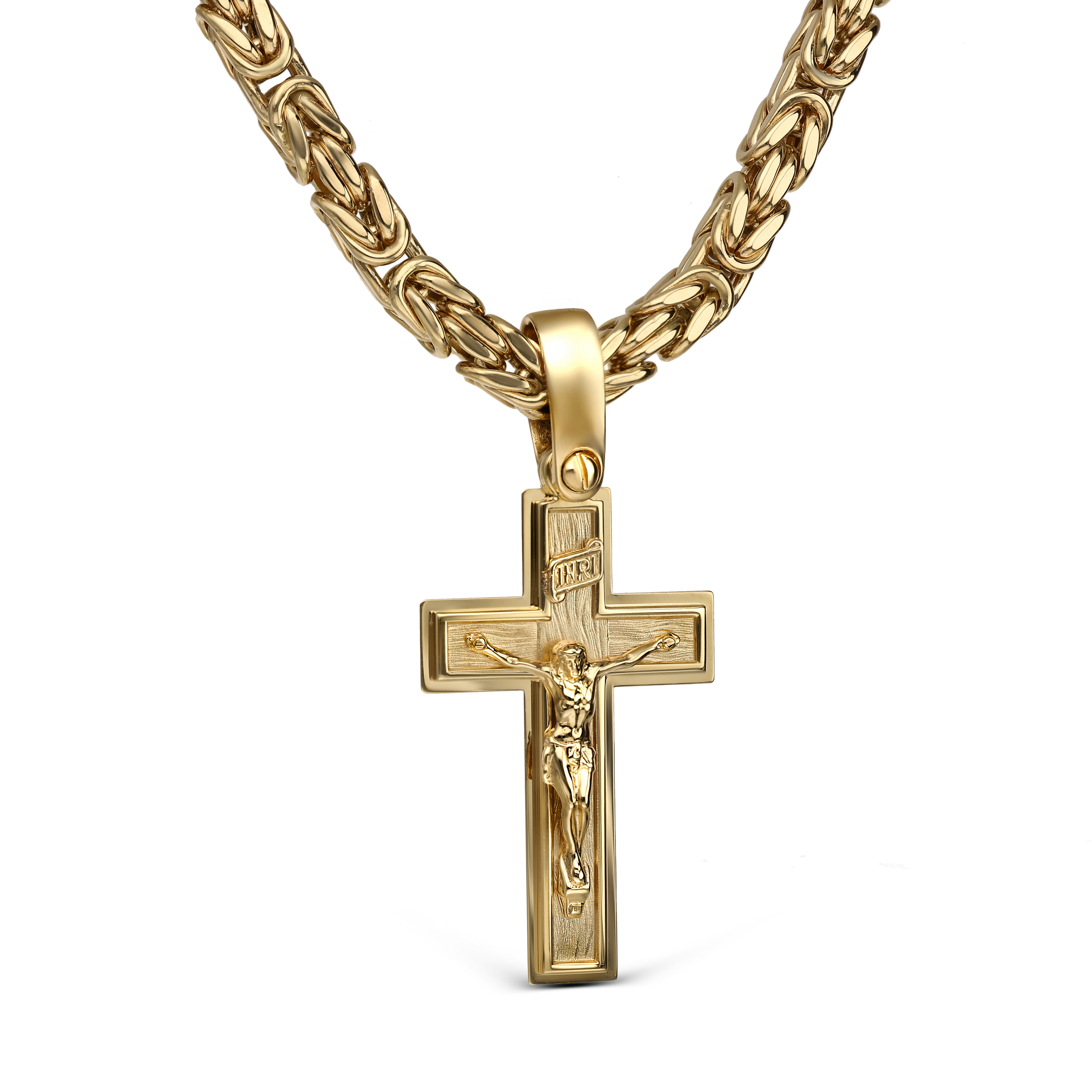 Krzyżyk męski złoty z Chrystusem, próba 585
