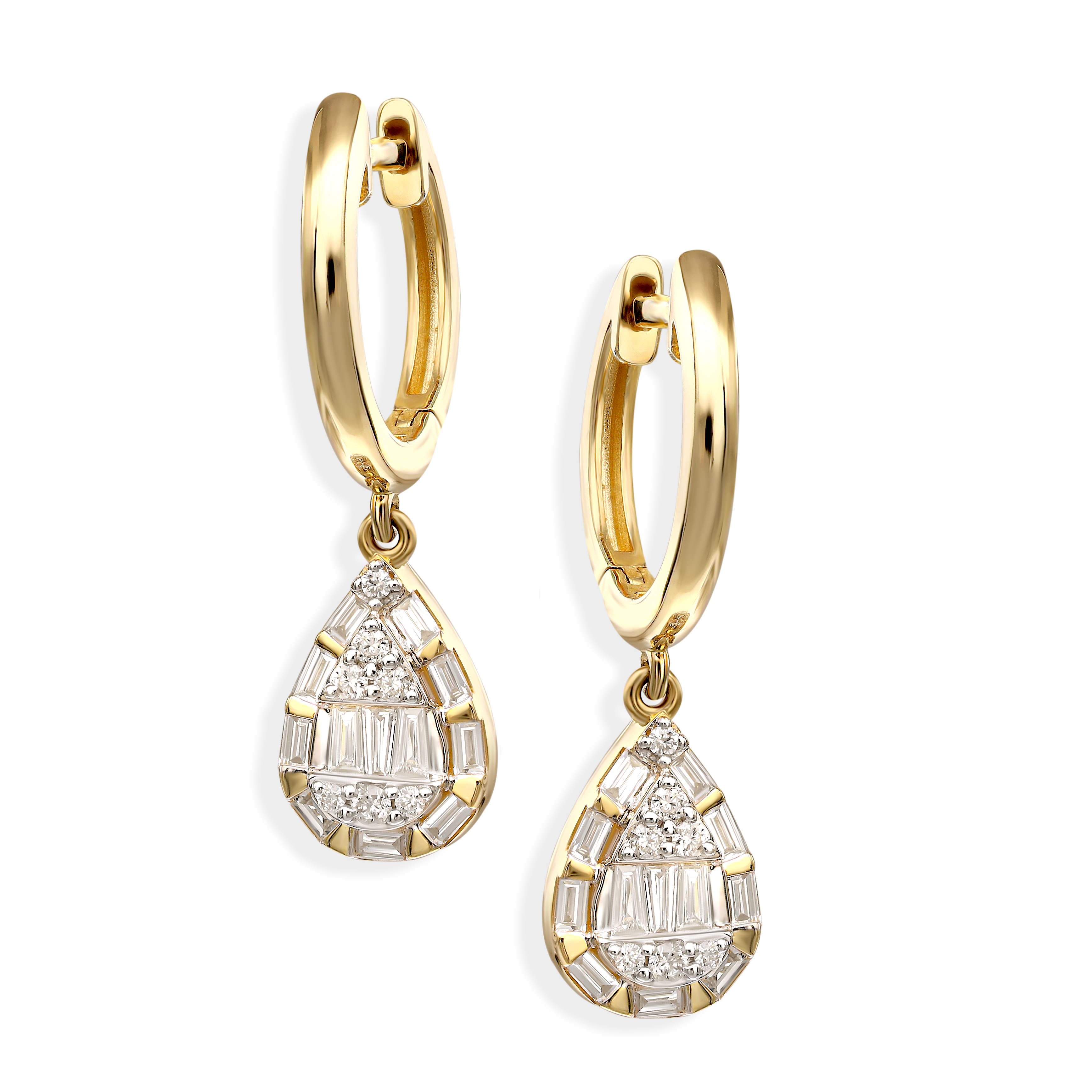 Kolczyki złote wiszące z diamentami naturalnymi 0.51 ct, próba 585