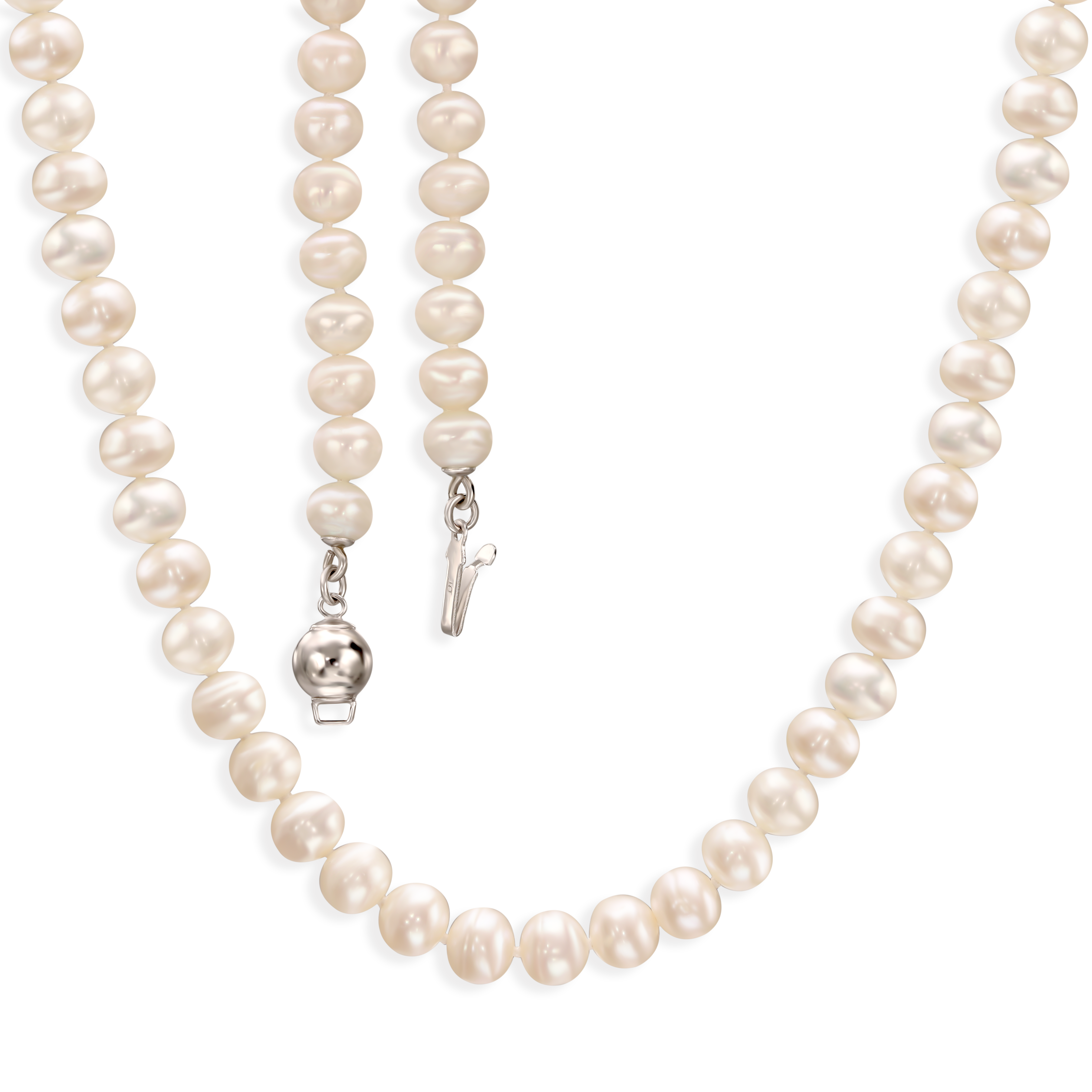 Naszyjnik z pereł hodowanych 40 cm ze srebrnym zapięciem, próba 925