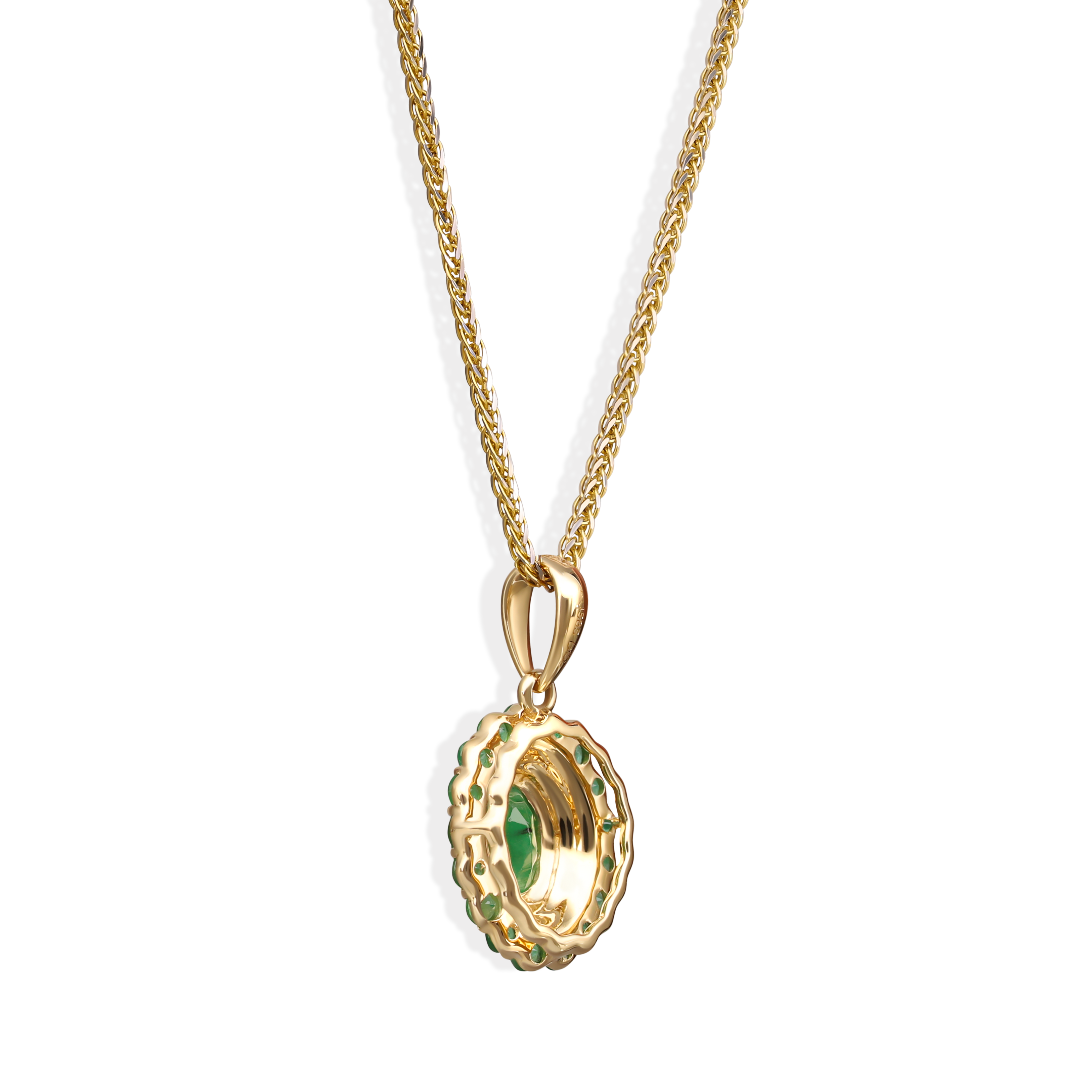 Zawieszka złota ze szmaragdami 0.66 ct i diamentami naturalnymi 0.08 ct, próba 585