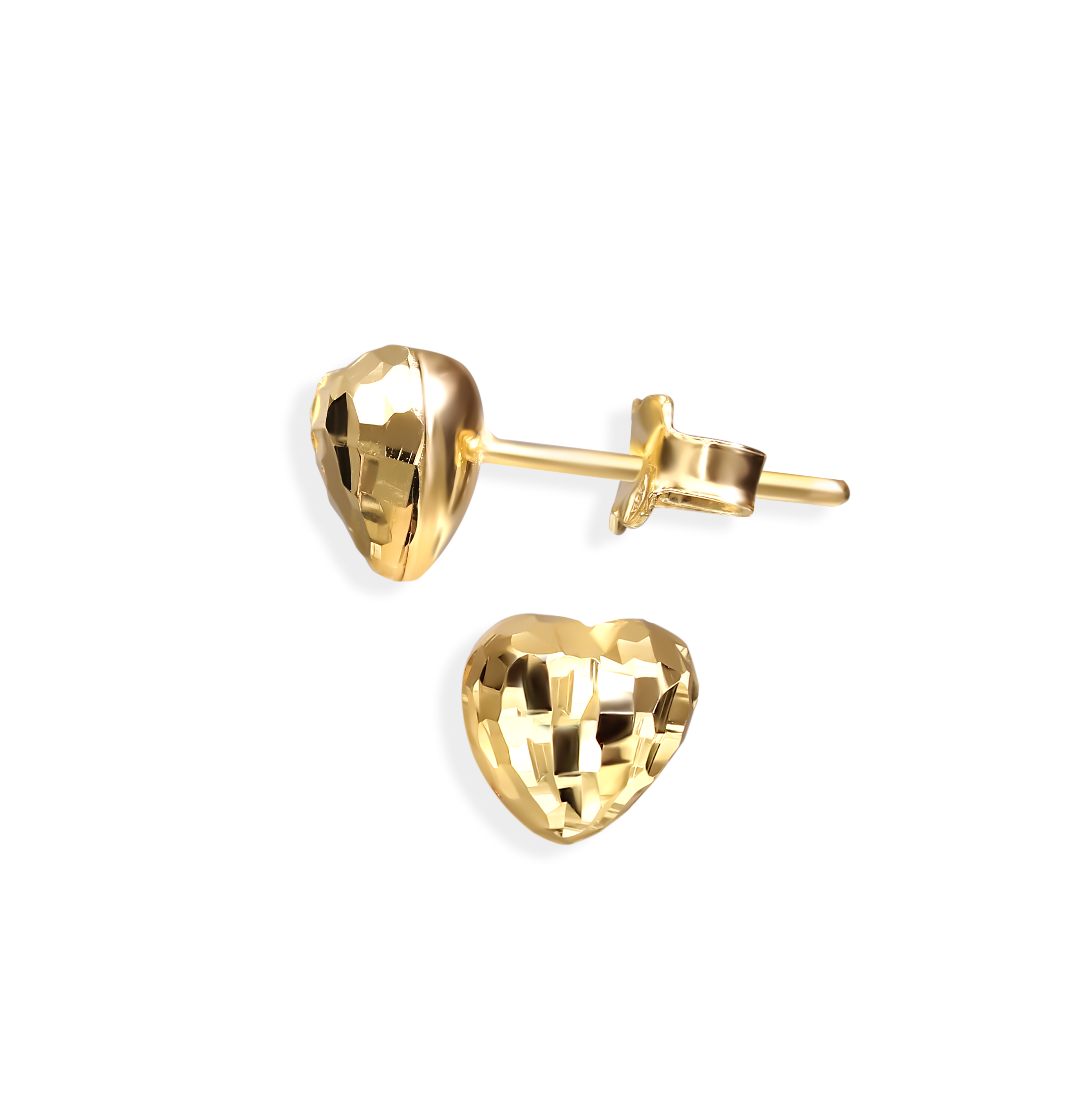 Kolczyki złote serca z dekoracyjną powierzchnią, próba 585
