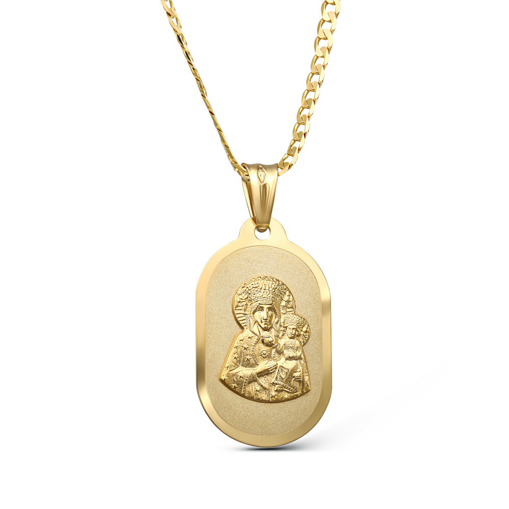 Medalik złoty z wizerunkiem Matki Boskiej Częstochowskiej w kształcie elipsy, próba 585