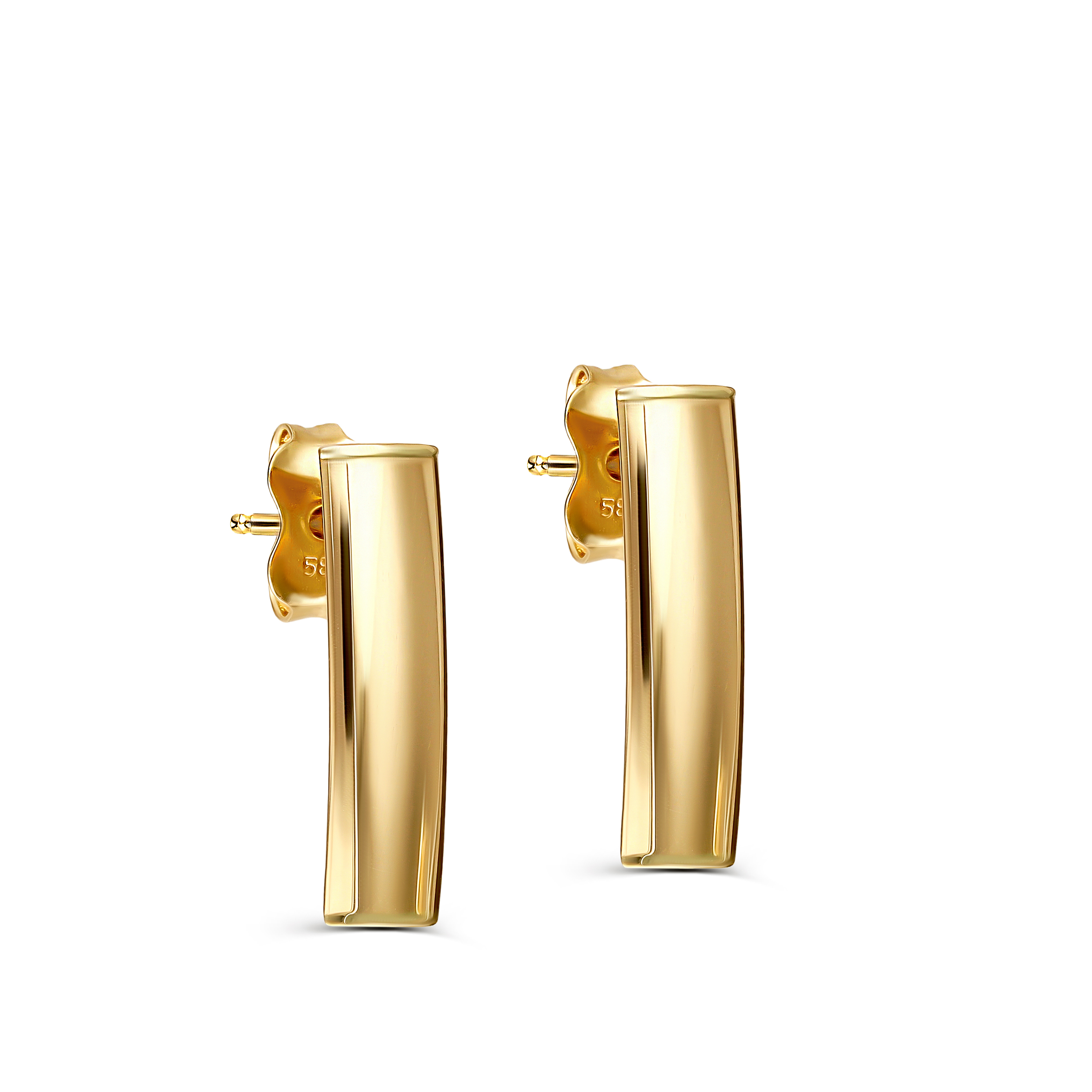 Gładkie złote kolczyki na zapięciu typu sztyft, próba 585