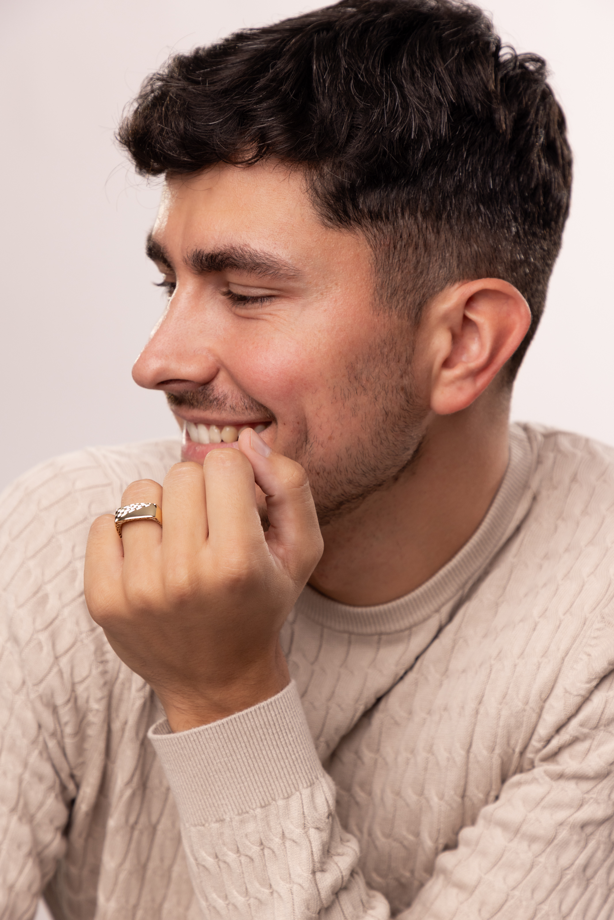 Sygnet złoty męski z dekoracyjną koroną, rozmiar 19, próba 585