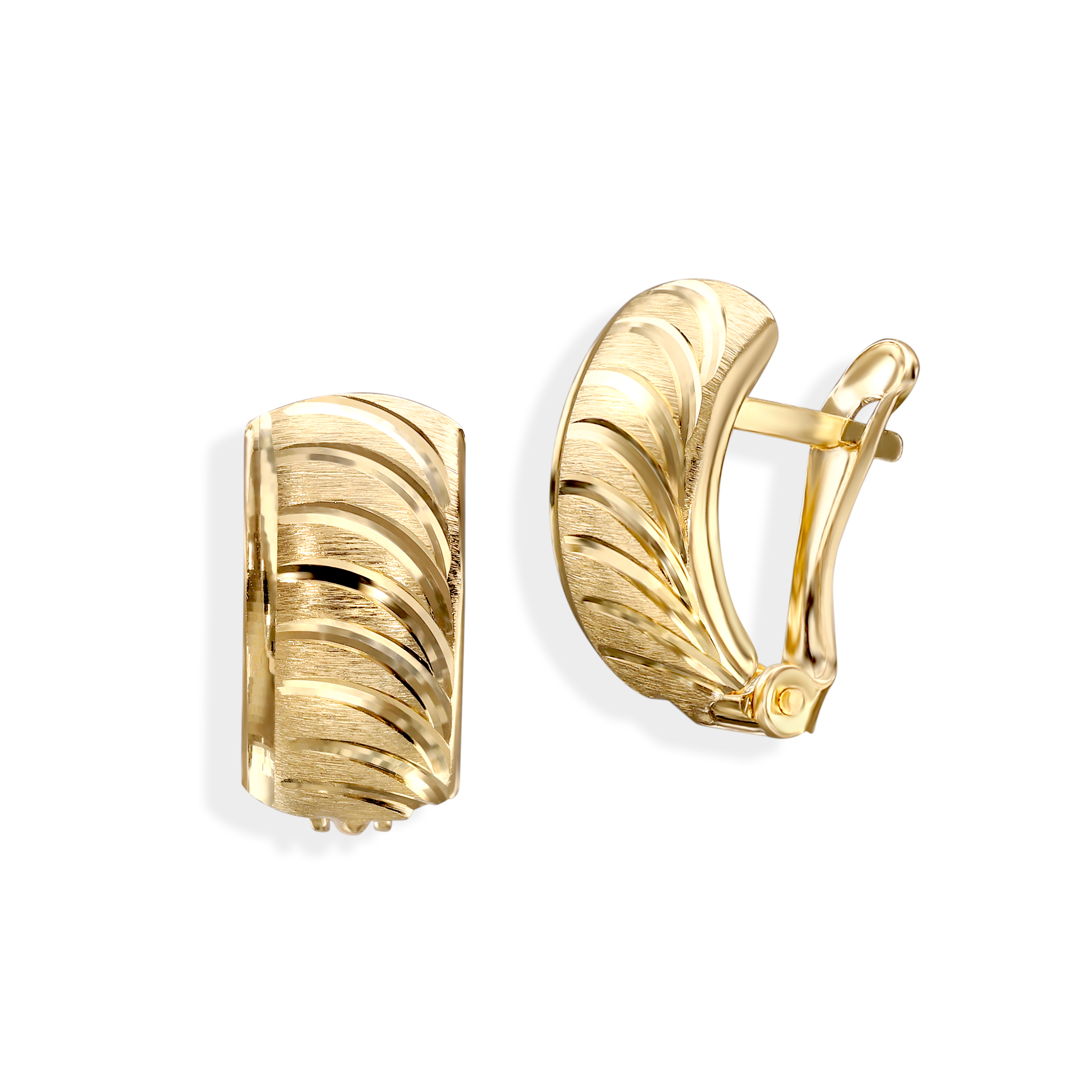 Pięknie zdobione złote kolczyki, próba 585