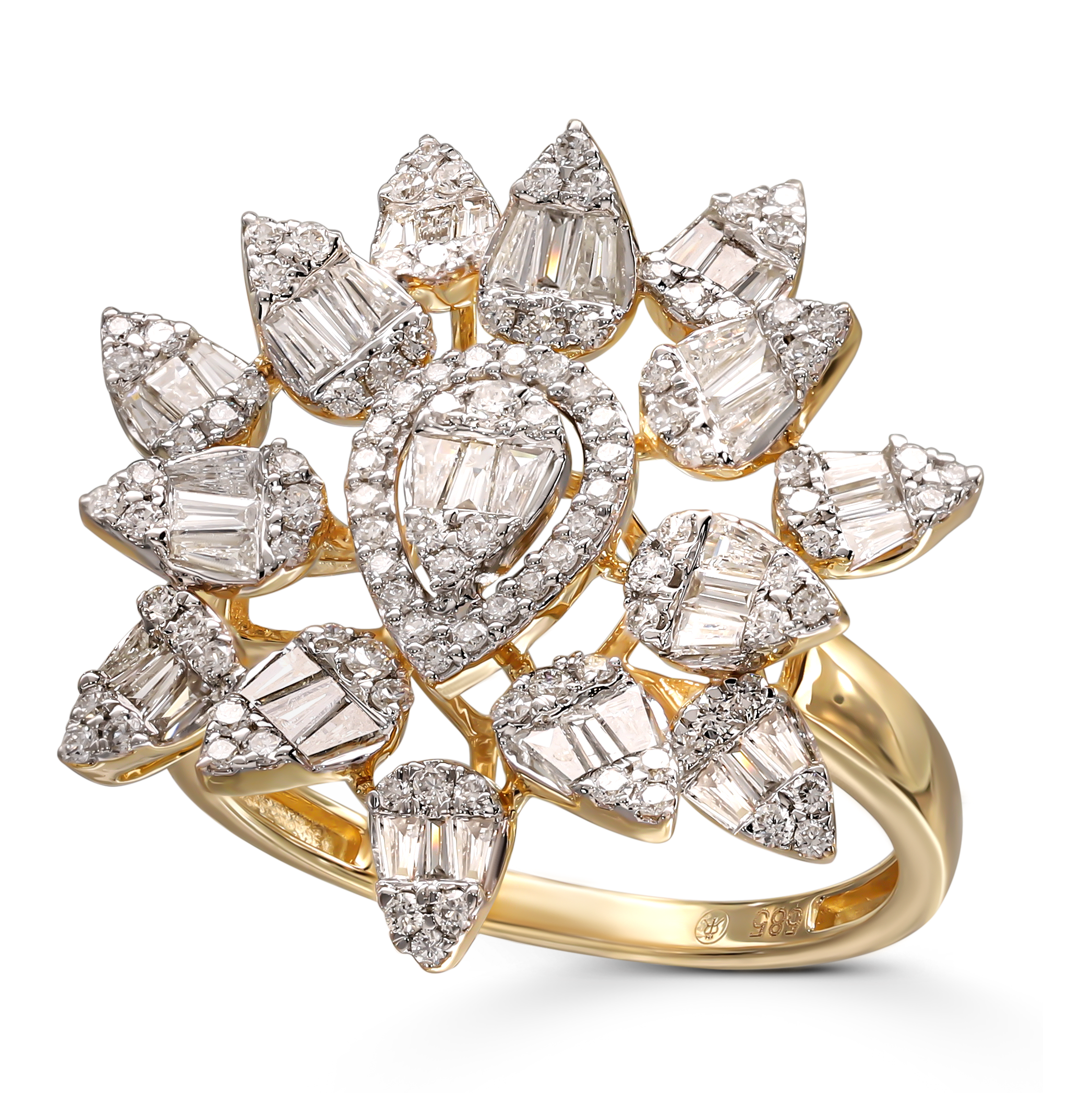 Okazały pierścionek z diamentami naturalnymi 1,09 ct, próba 585 Okazały pierścionek z diamentami naturalnymi 1,09 ct, próba 585