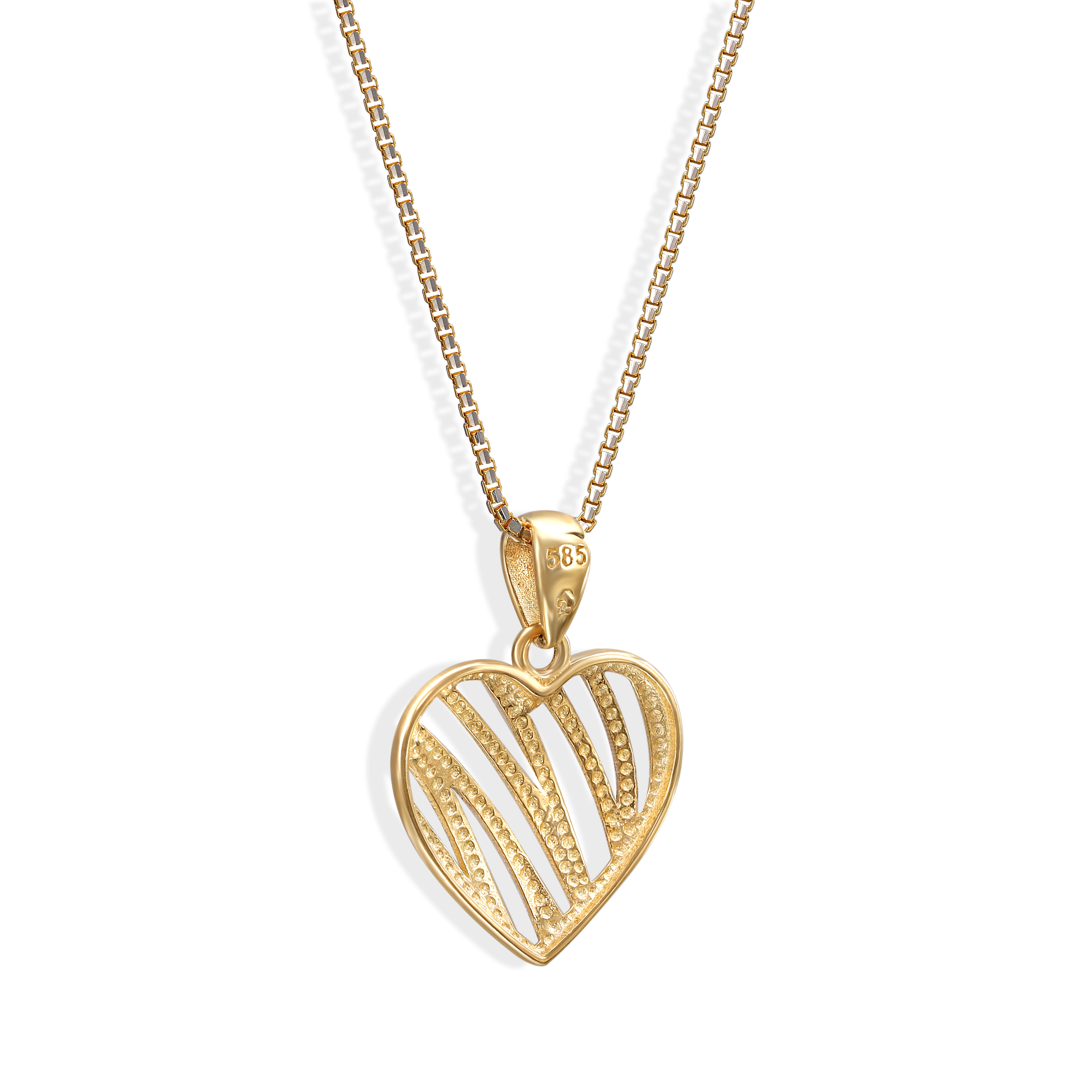 Zawieszka złote ażurowe serce z ozdobnym rodowaniem, próba 585