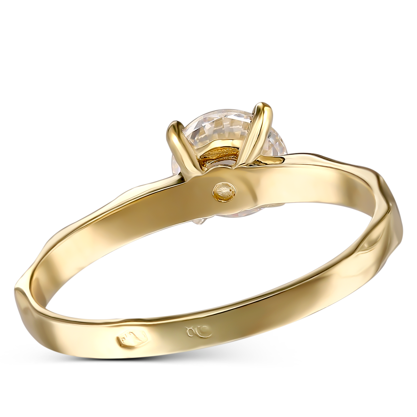 Nowoczesny pierścionek złoty z cyrkonią, rozmiar 11, próba 585