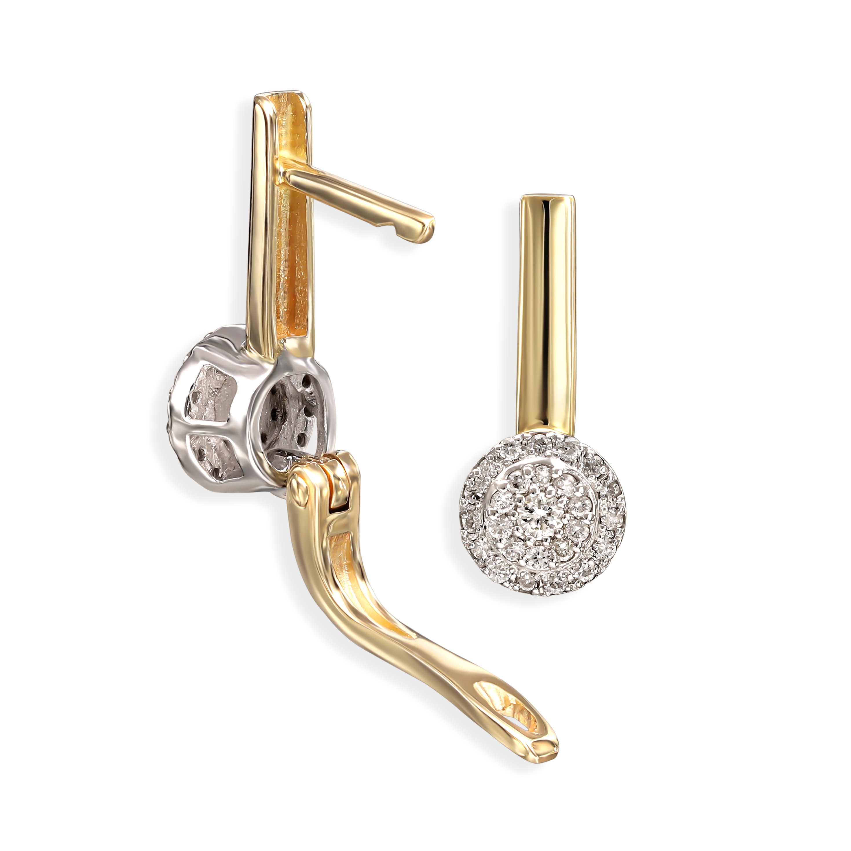Złote kolczyki na angielskim zapięciu z diamentami naturalnymi 0,19 ct, próba 585