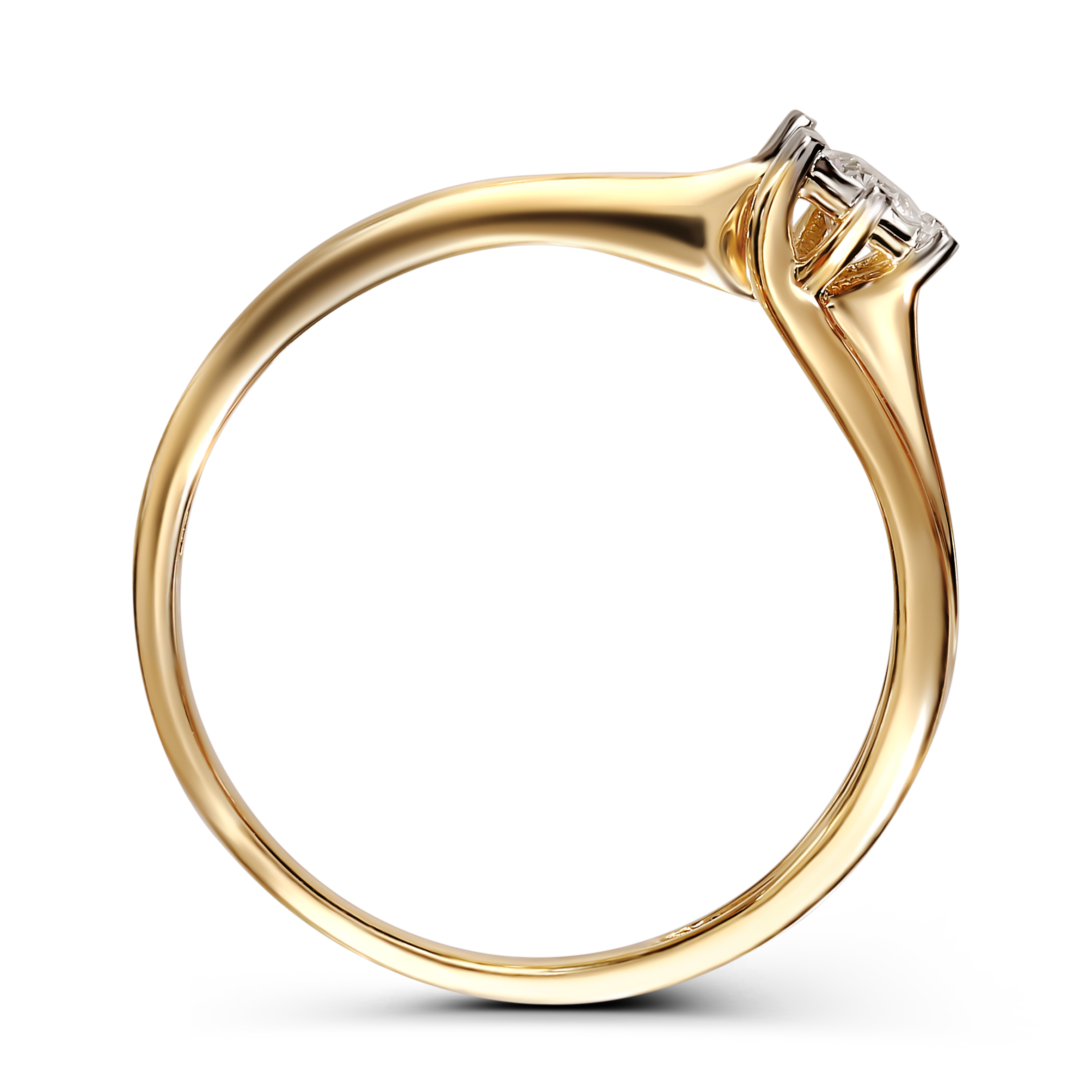 Pierścionek złoty z diamentem naturalnym 0.16 ct, próba 585