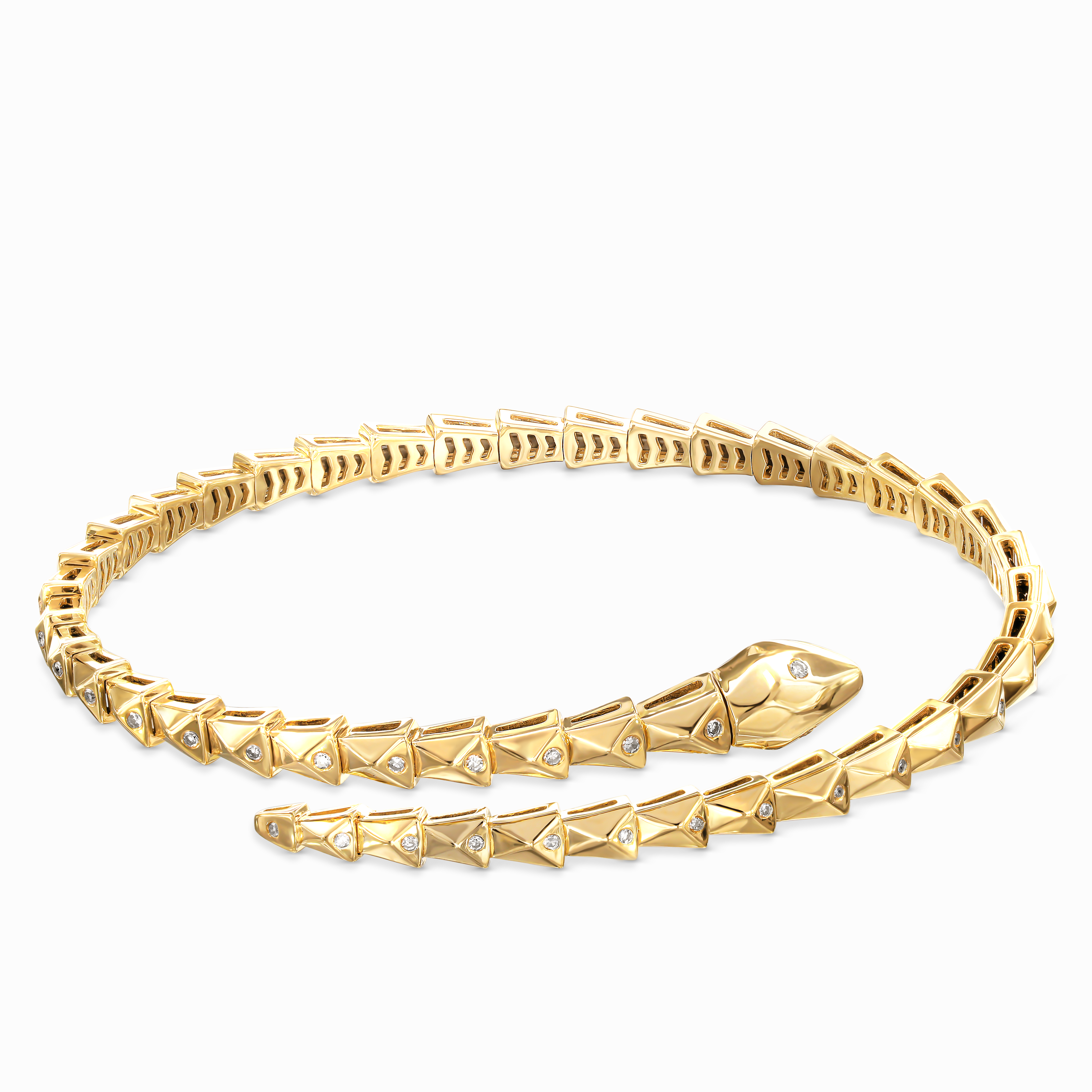 Złota bransoleta w kształcie węża z diamentami naturalnymi 0,22 ct, próba 585
