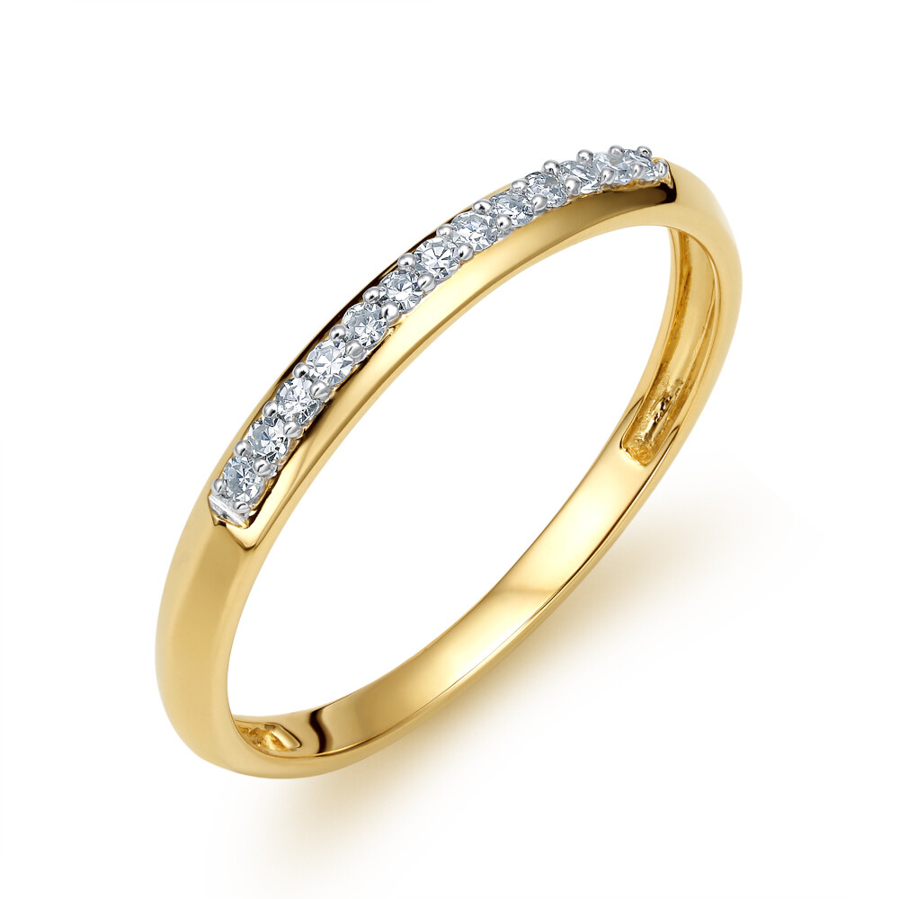 Pierścionek złoty obrączkowy z diamentami naturalnymi, próba 585