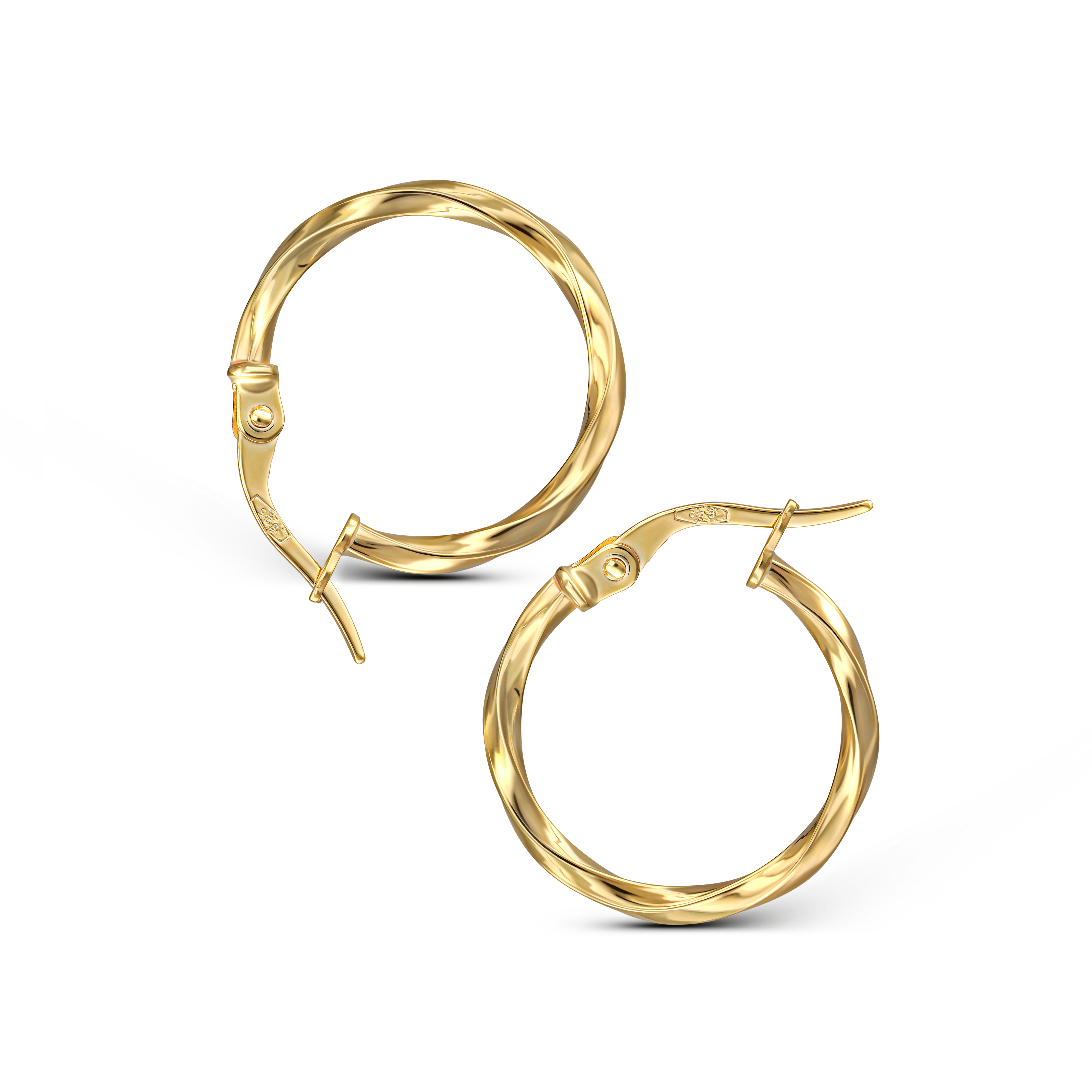 Kolczyki złote skręcone kółka, próba 585