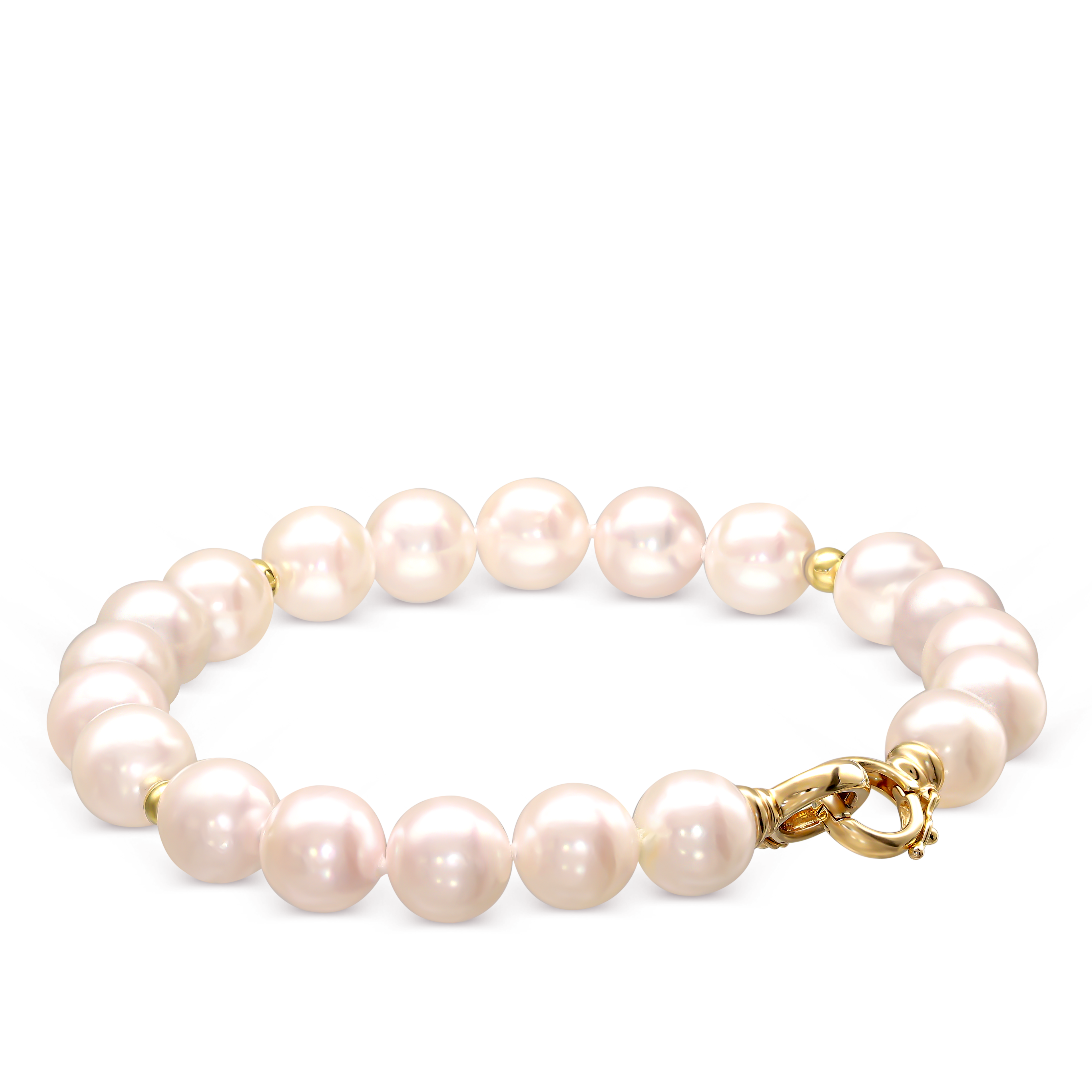 Bransoleta z pereł Akoya słonowodnych hodowanych z podwójnym złotym zapięciem, próba 585