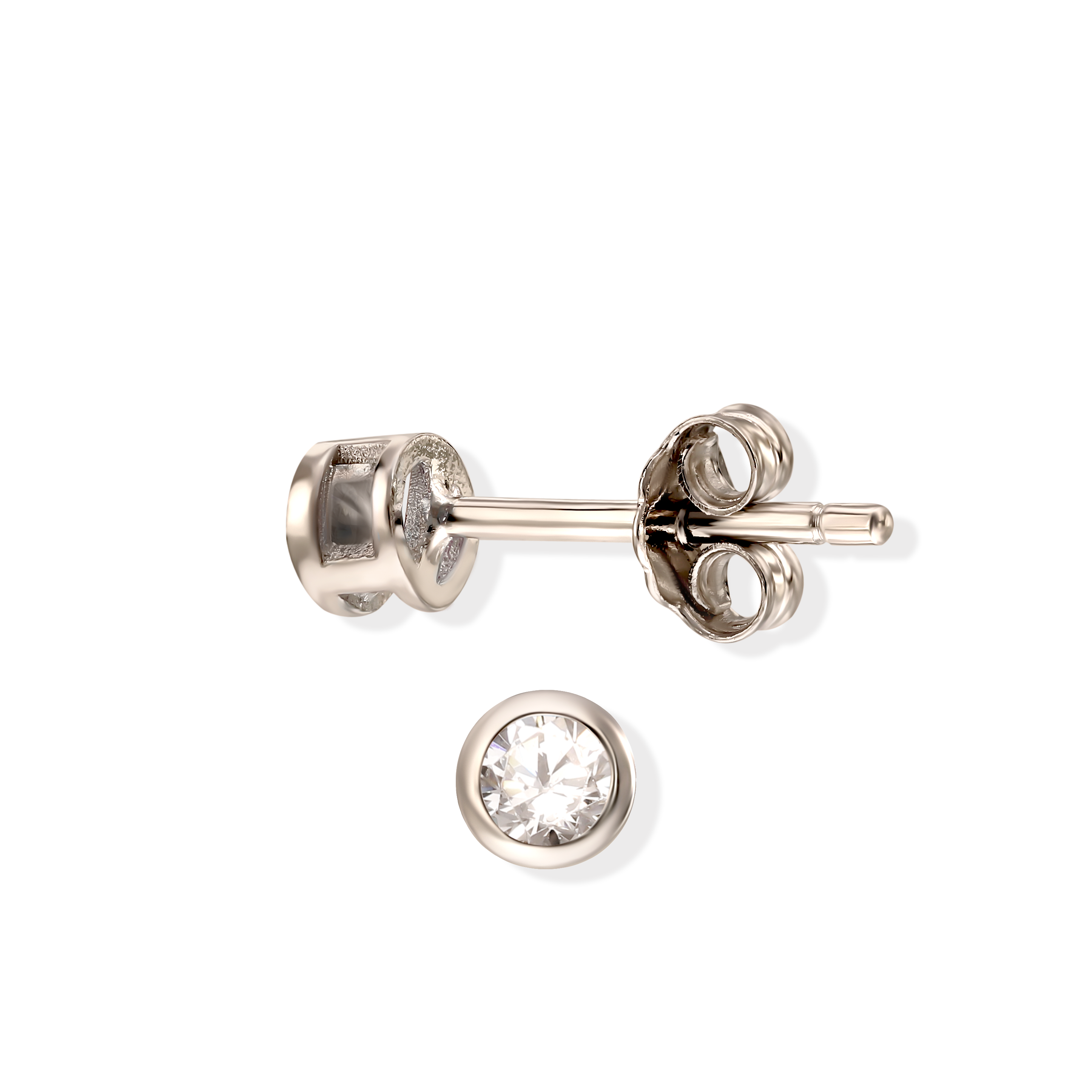 Kolczytki srebrne sztyfty z białą cyrkonią, próba 925