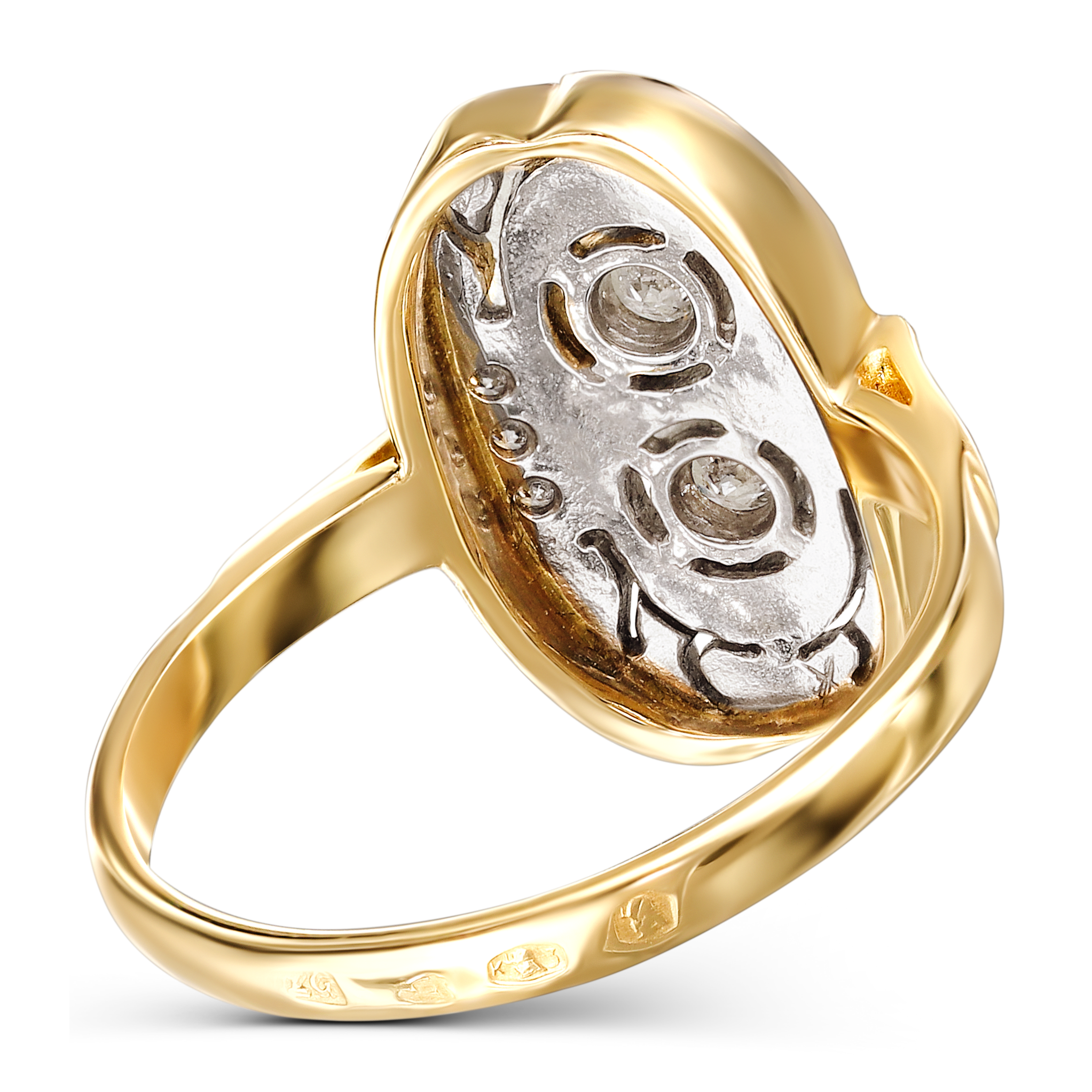 Pierścionek złoty vintage z diamentami naturalnymi 0.19 ct, rozmiar 15, próba 585