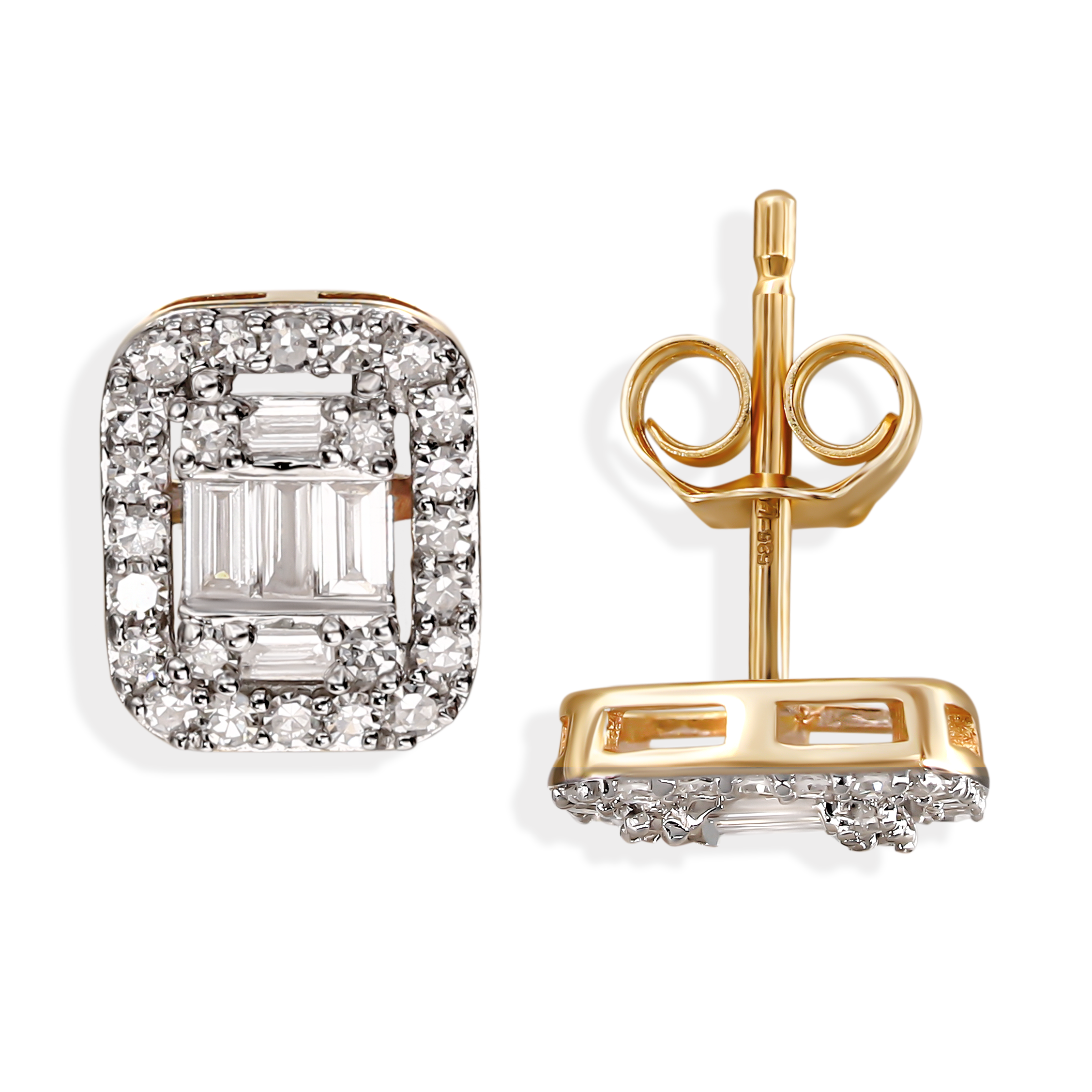 Kolczyki złote sztyfty z diamentami naturalnymi 0.39 ct, próba 585