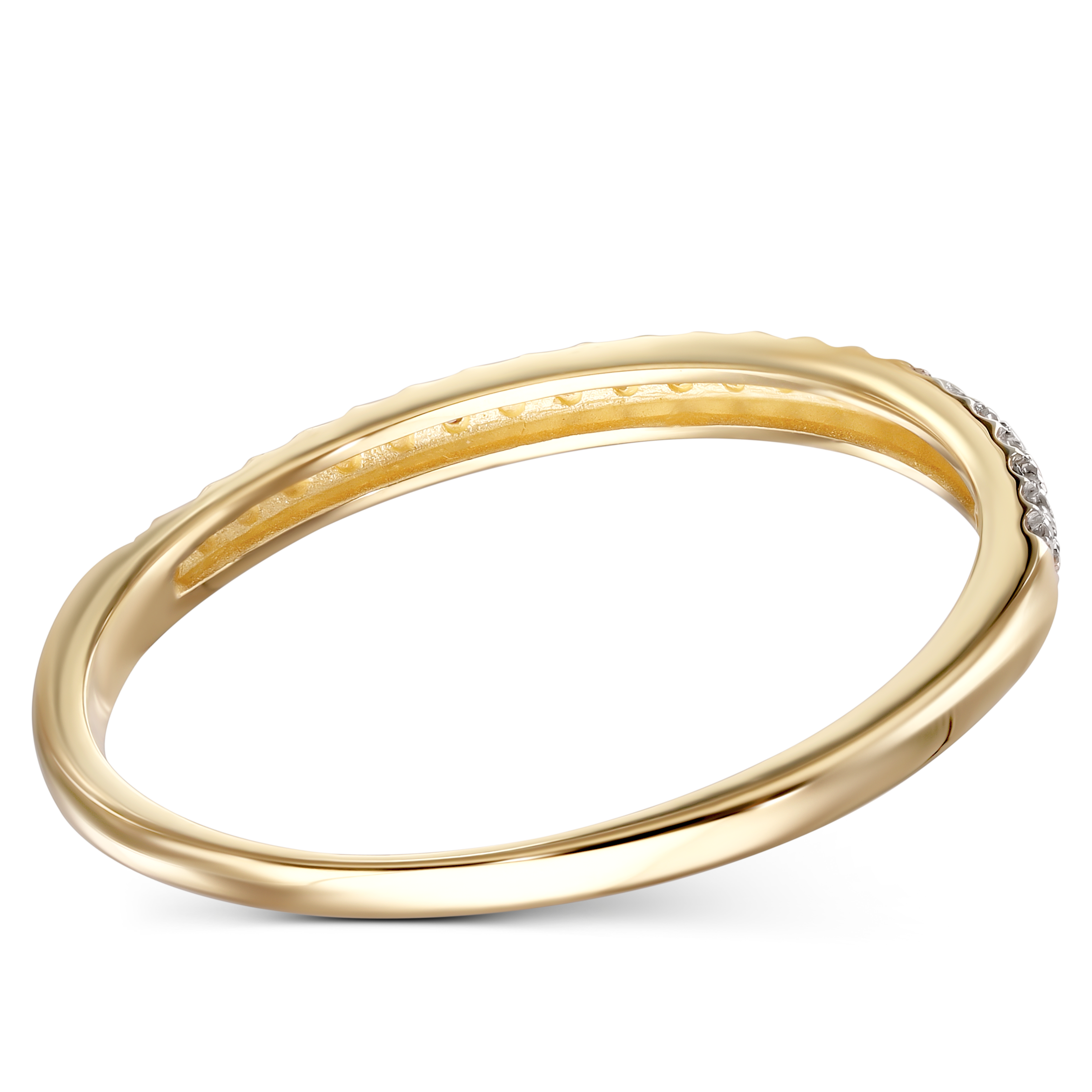 Pierścionek złoty obrączkowy z diamentami naturalnymi 0.06 ct, rozmiar 16, próba 585