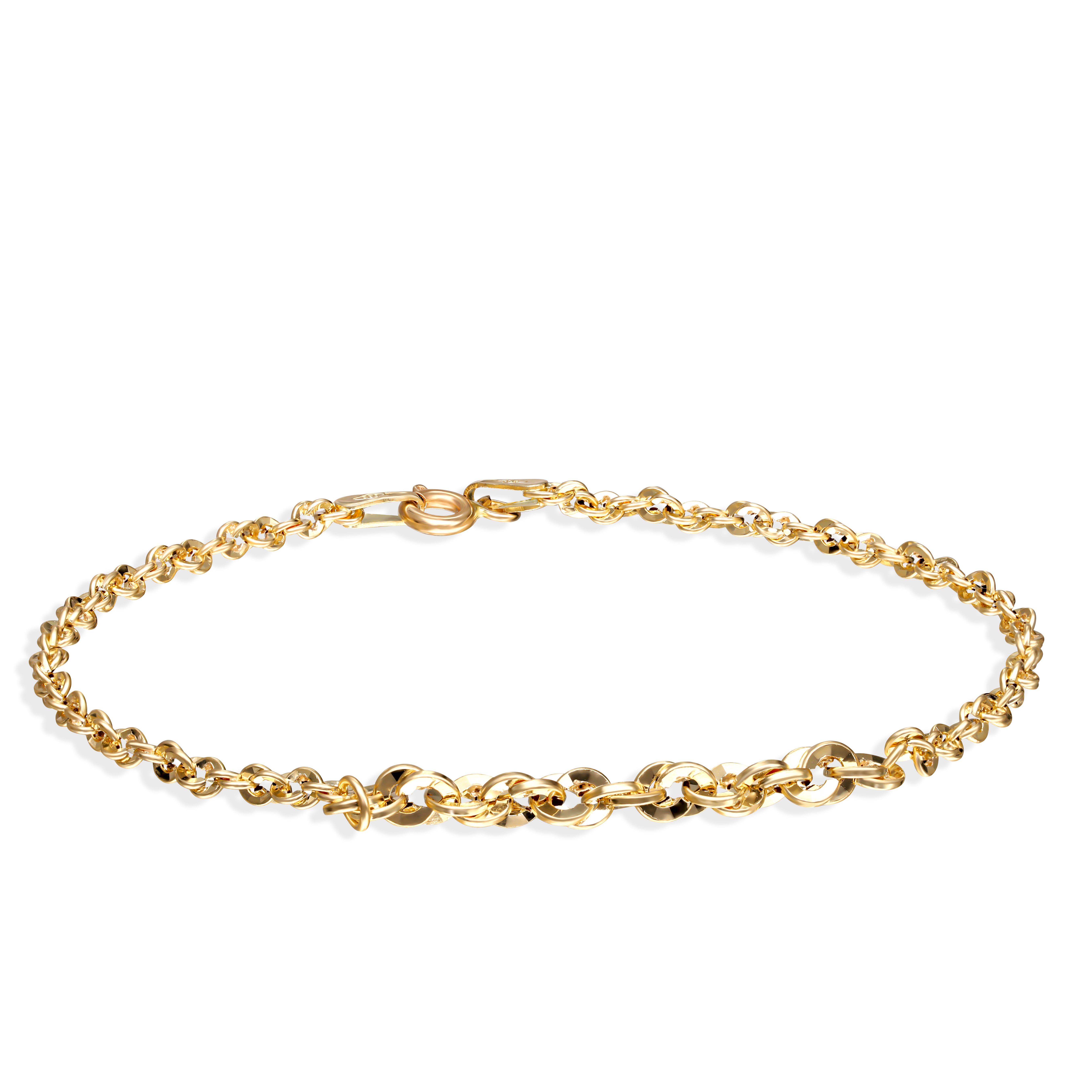 Bransoleta złota korda diamentowana, długość 18 cm, próba 585