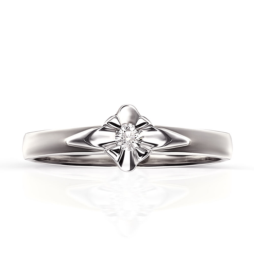 Pierścionek z białego złota z diamentem naturalnym 0.04ct, pr. 585