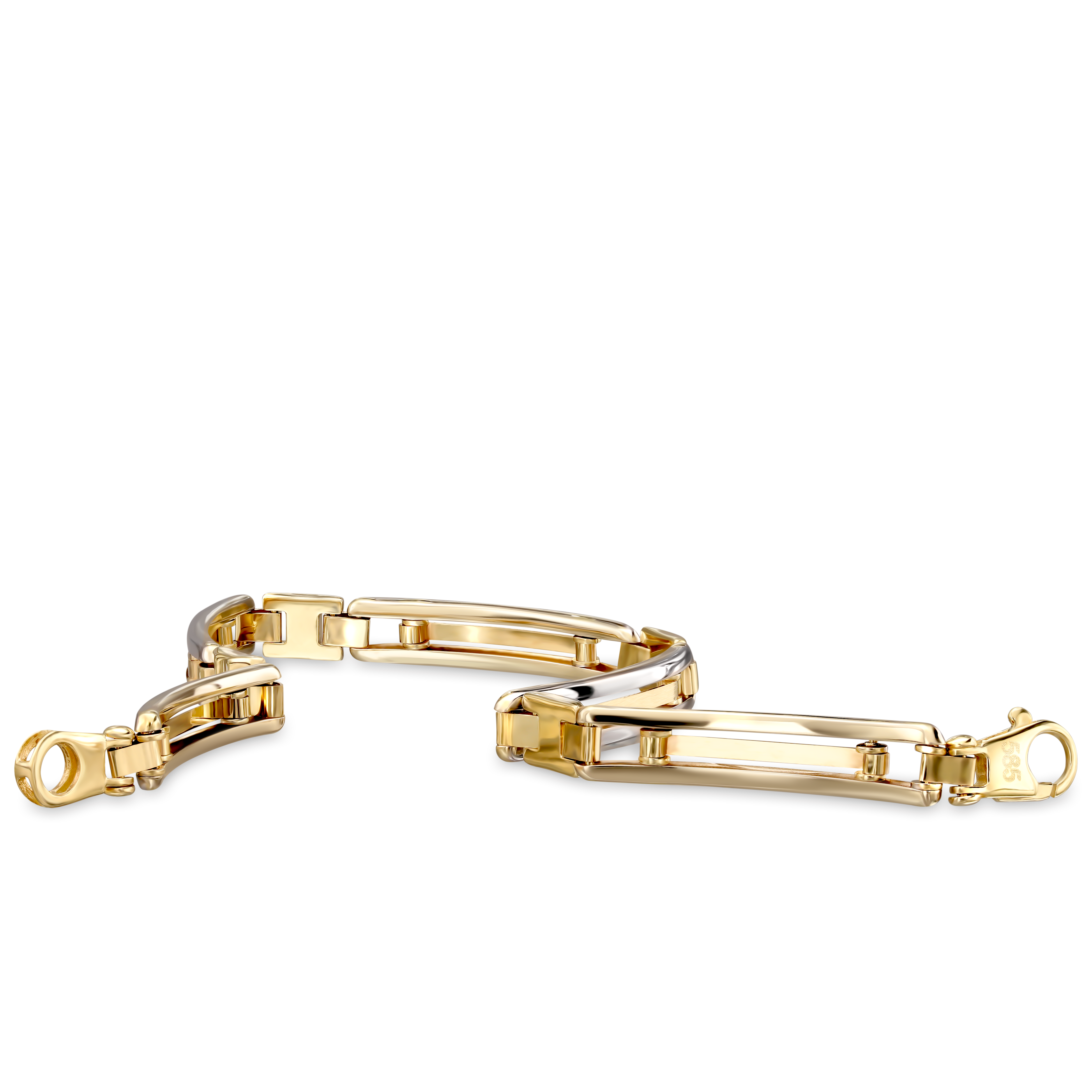 Bransoleta złota z rodowanymi zdobieniami, próba 585