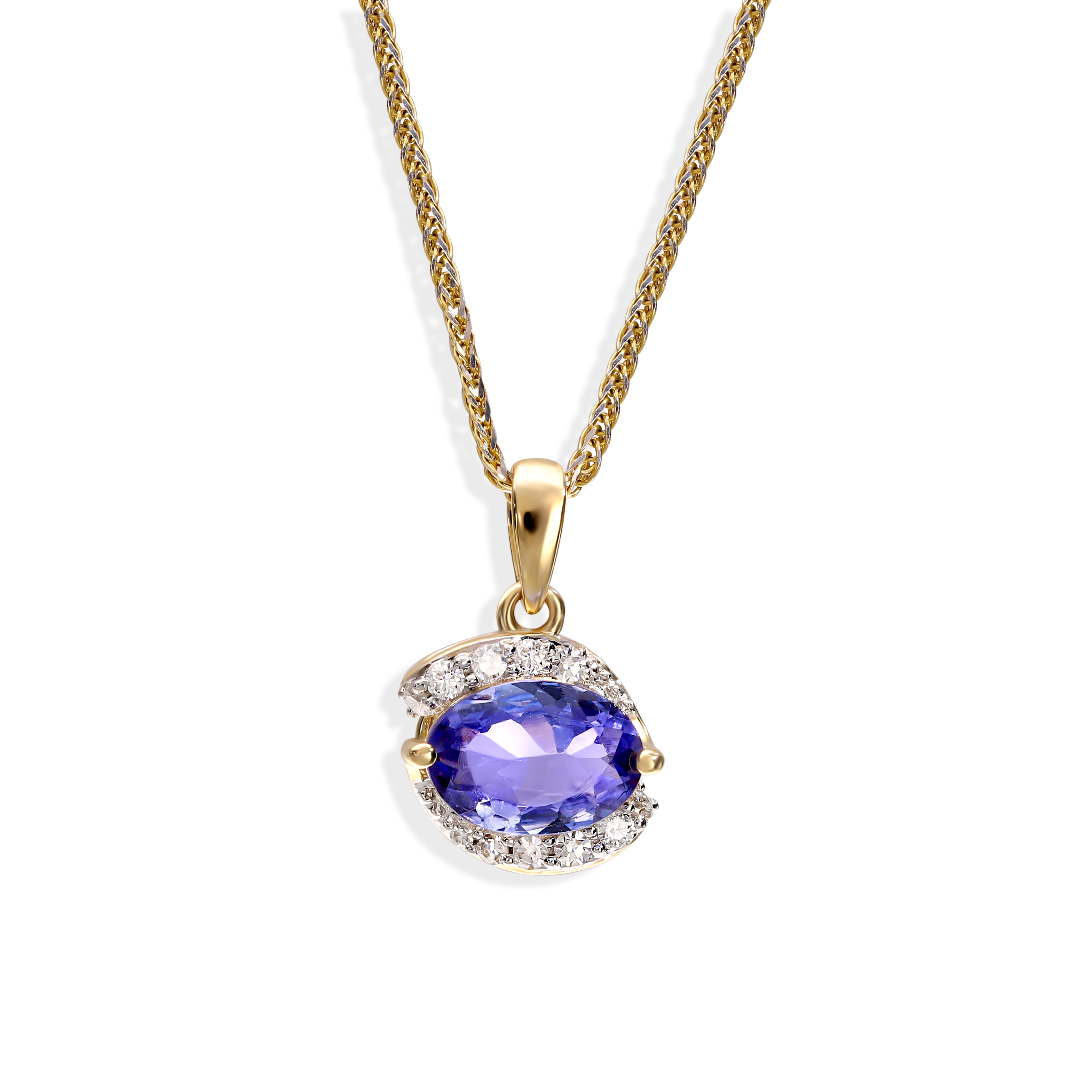 Zawieszka złota z tanzanitem 0.86 ct i diamentami naturalnymi, próba 585