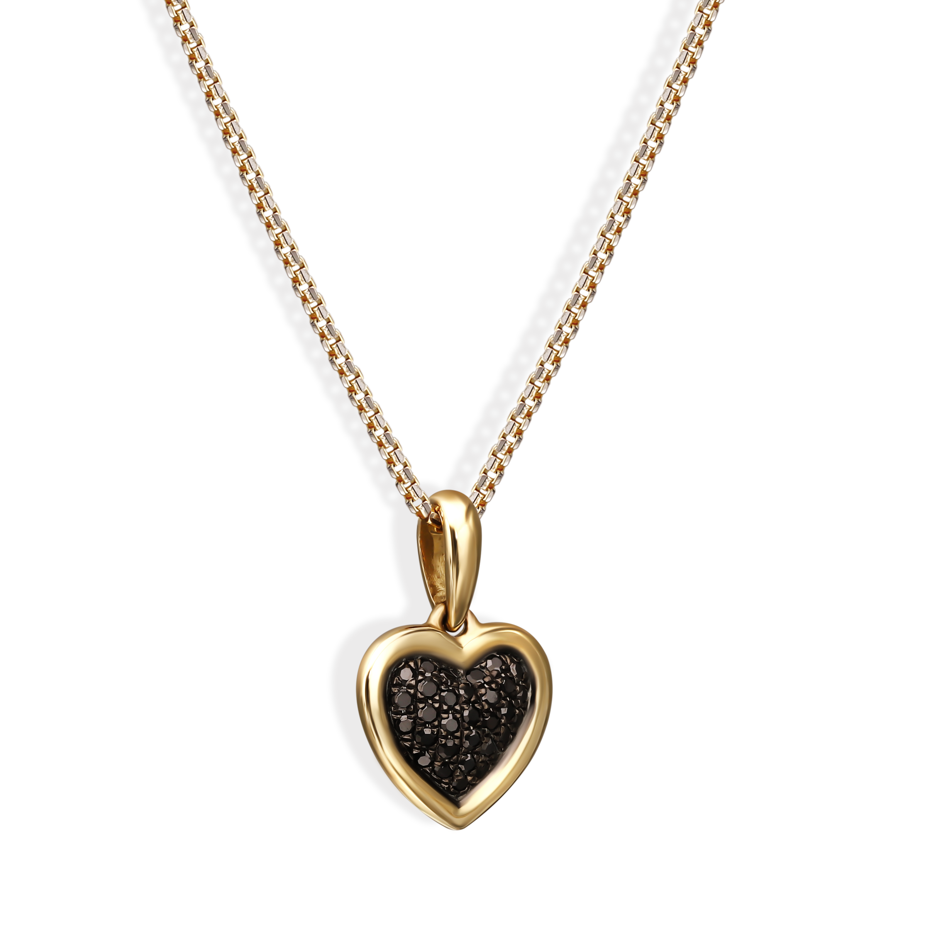 Zawieszka złota serce z czarnymi diamentami, próba 585