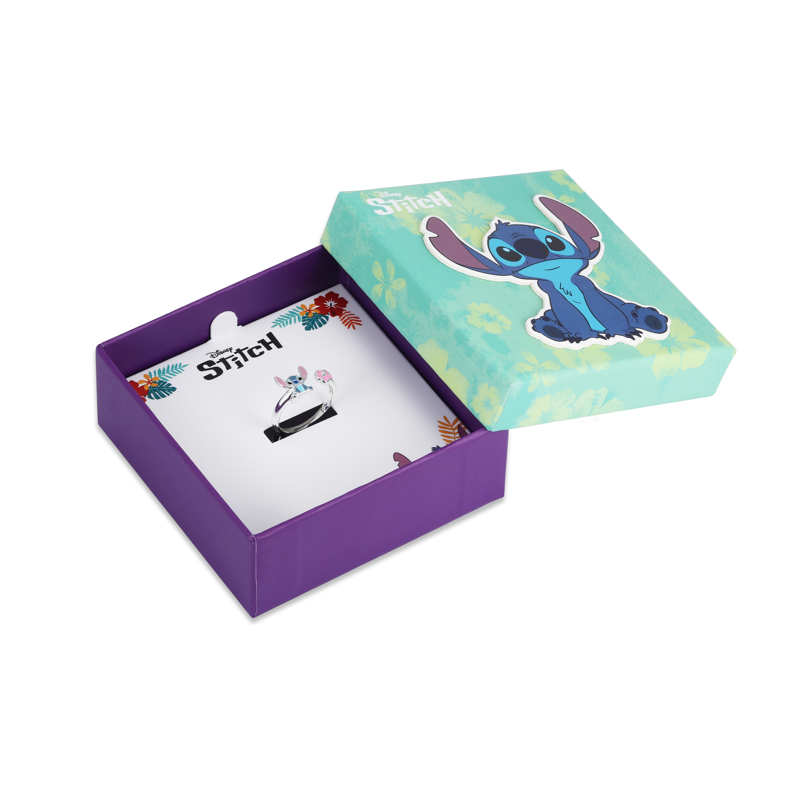 Srebrny pierścionek z emalią Stitch, próba 925