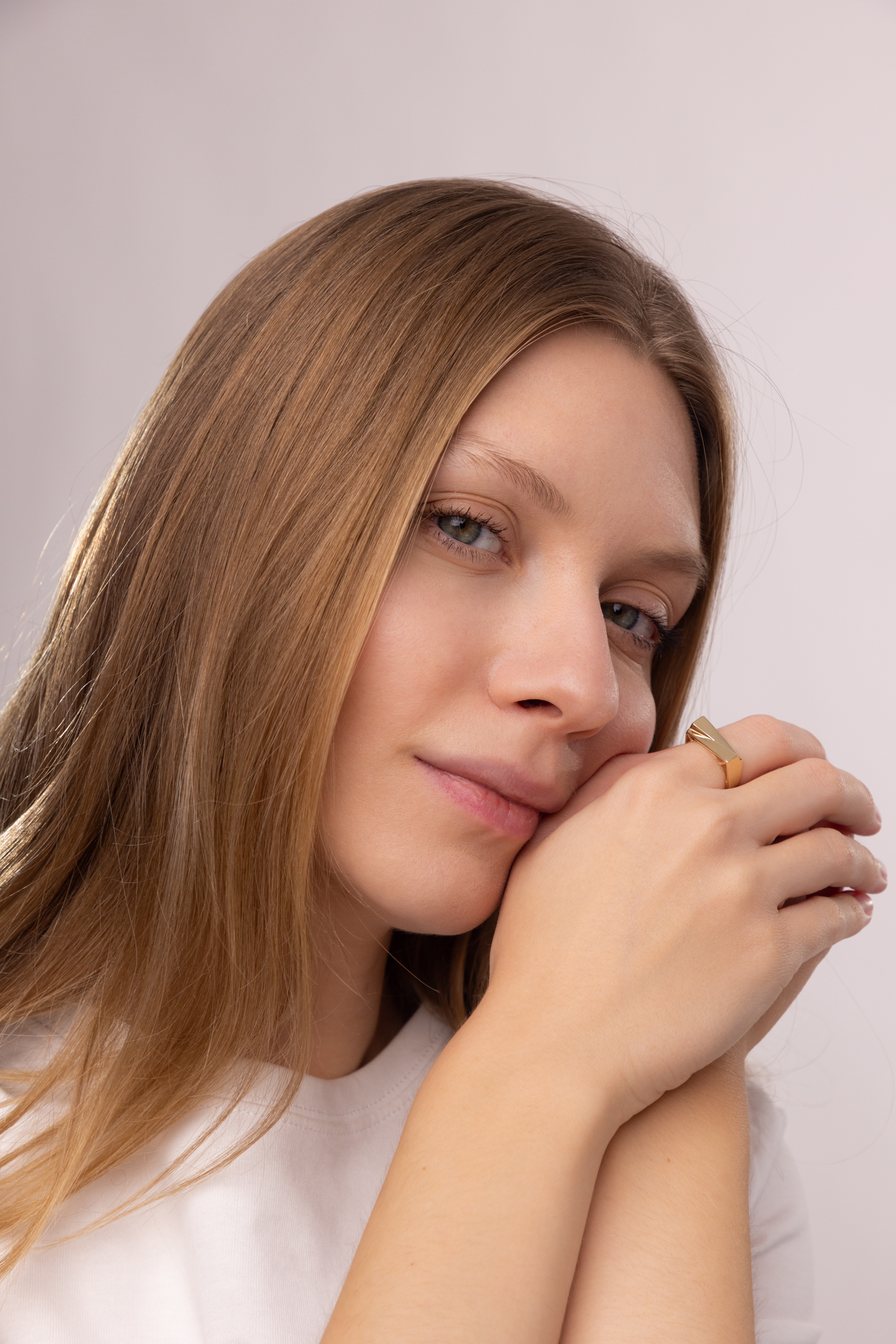 Nowoczesny złoty pierścionek, rozmiar 15, próba 585