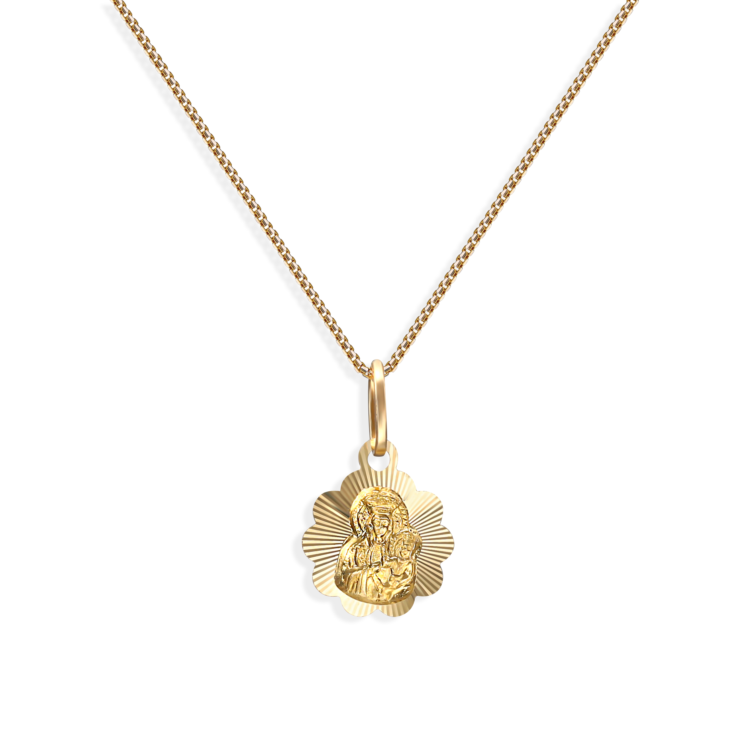 Medalik złoty z wizerunkiem Matki Boskiej Częstochowskiej, próba 585