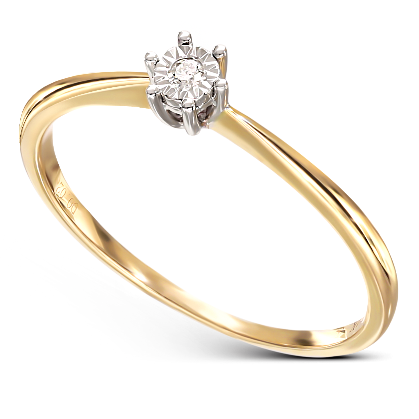 Pierścionek złoty z diamentem naturalnym 0.02 ct, próba 585