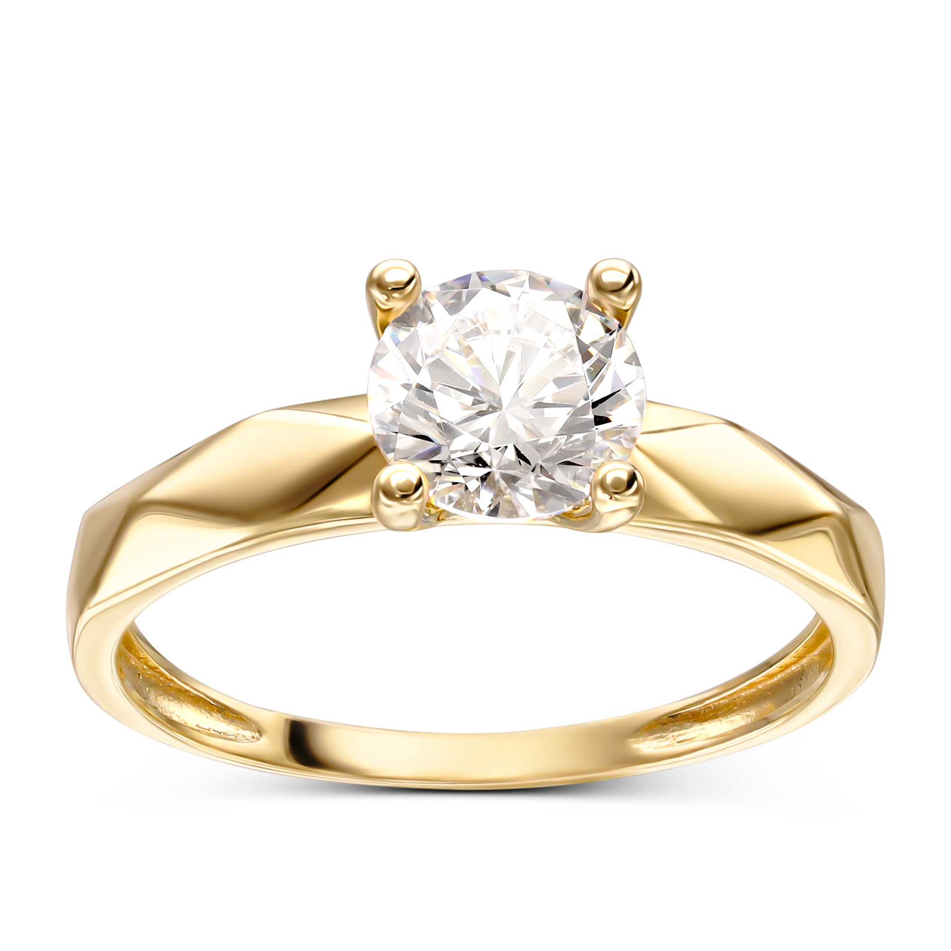 Pierścionek złoty z dużą cyrkonią, rozmiar 23, próba 585