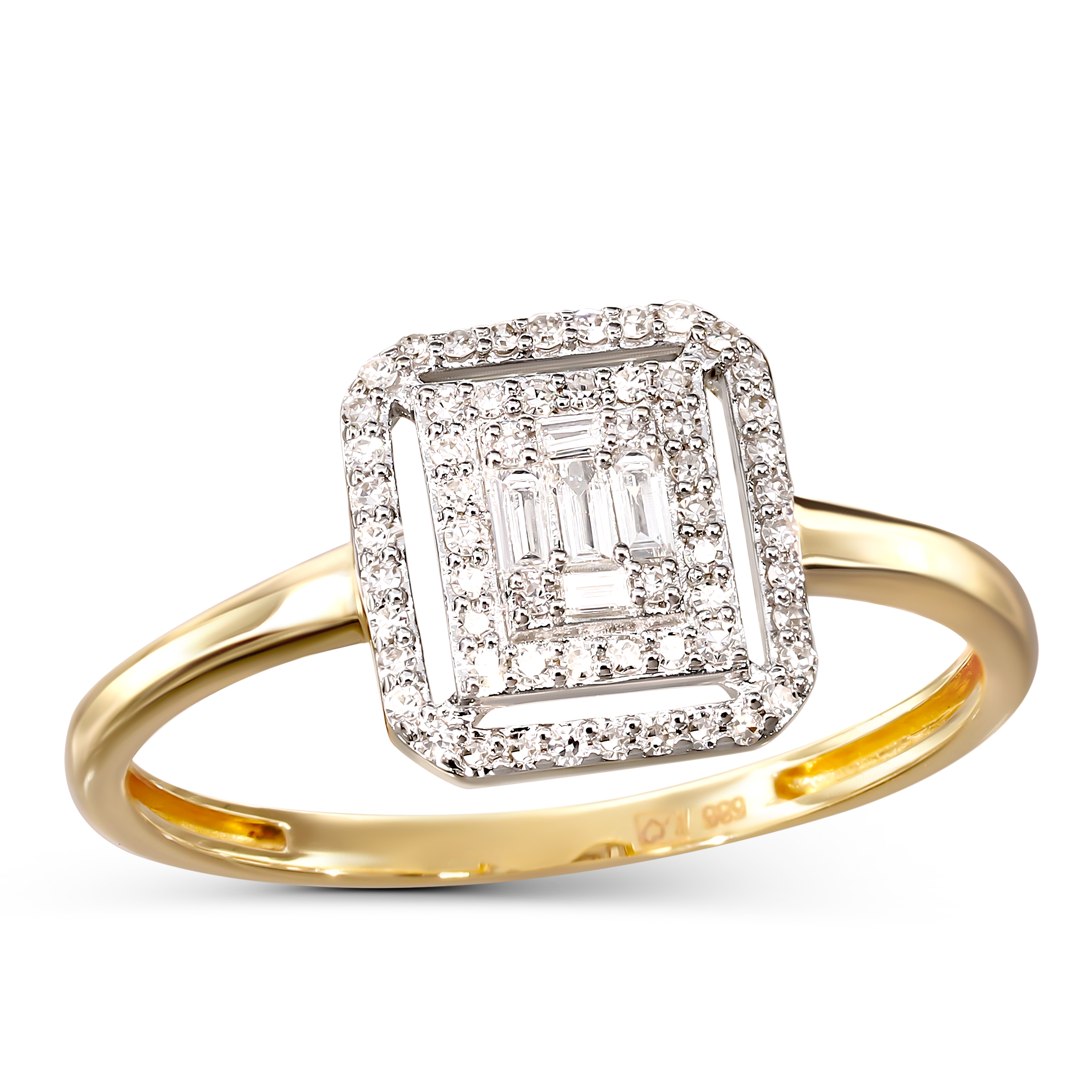 Pierścionek złoty z diamentami naturalnymi 0.21 ct, rozmiar 18, próba 585