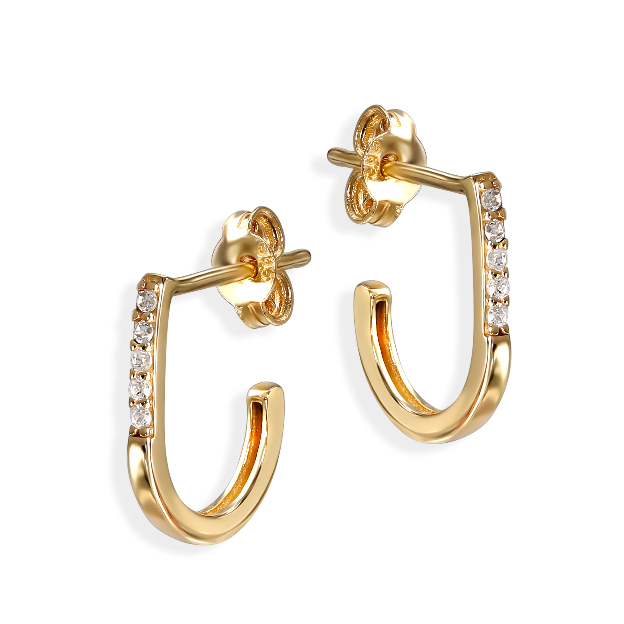 Kolczyki złote sztyfty z białymi cyrkoniami, próba 585