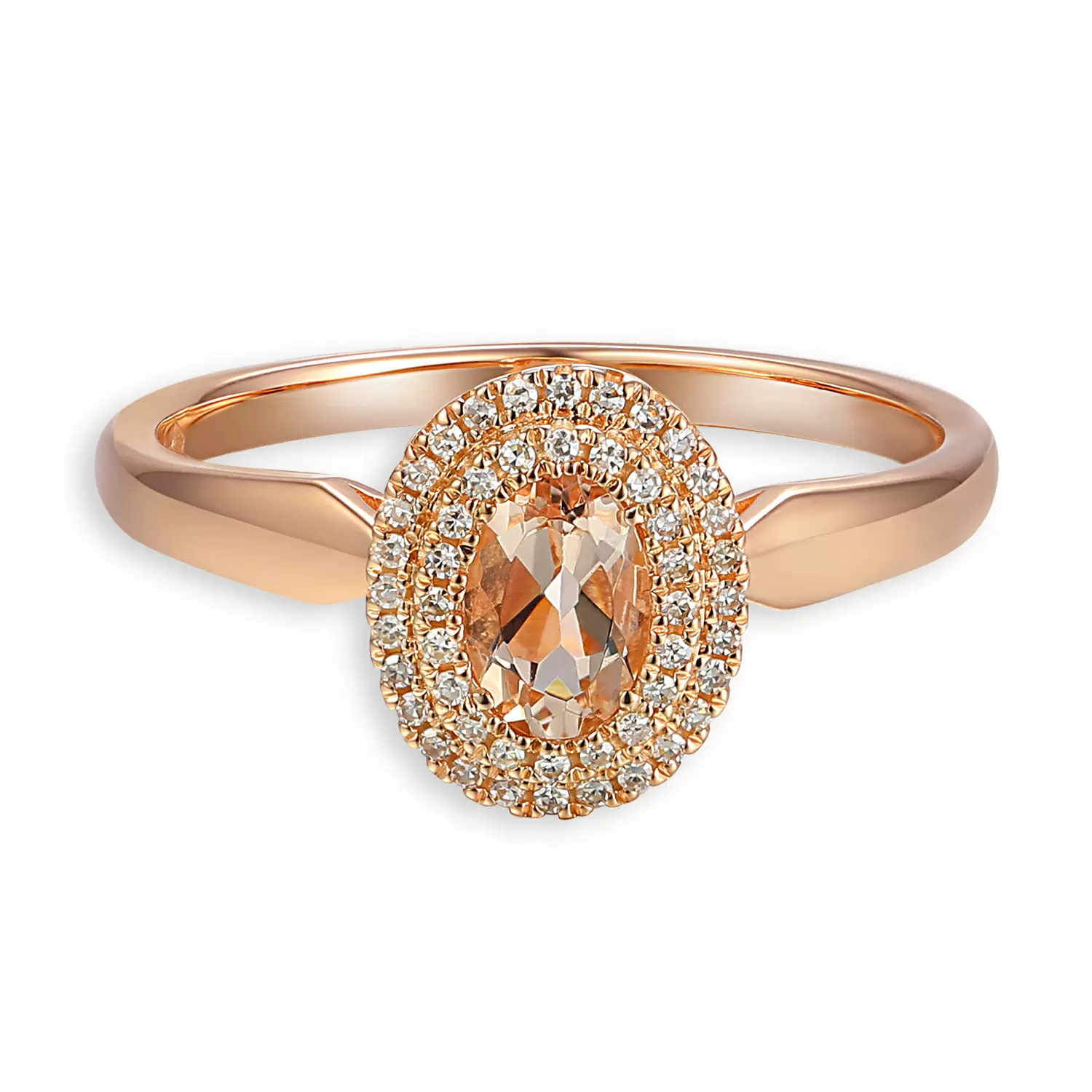 Pierścionek z różowego złota z morganitem 0.38 ct i diamentami naturalnymi, rozmiar 15, próba 585